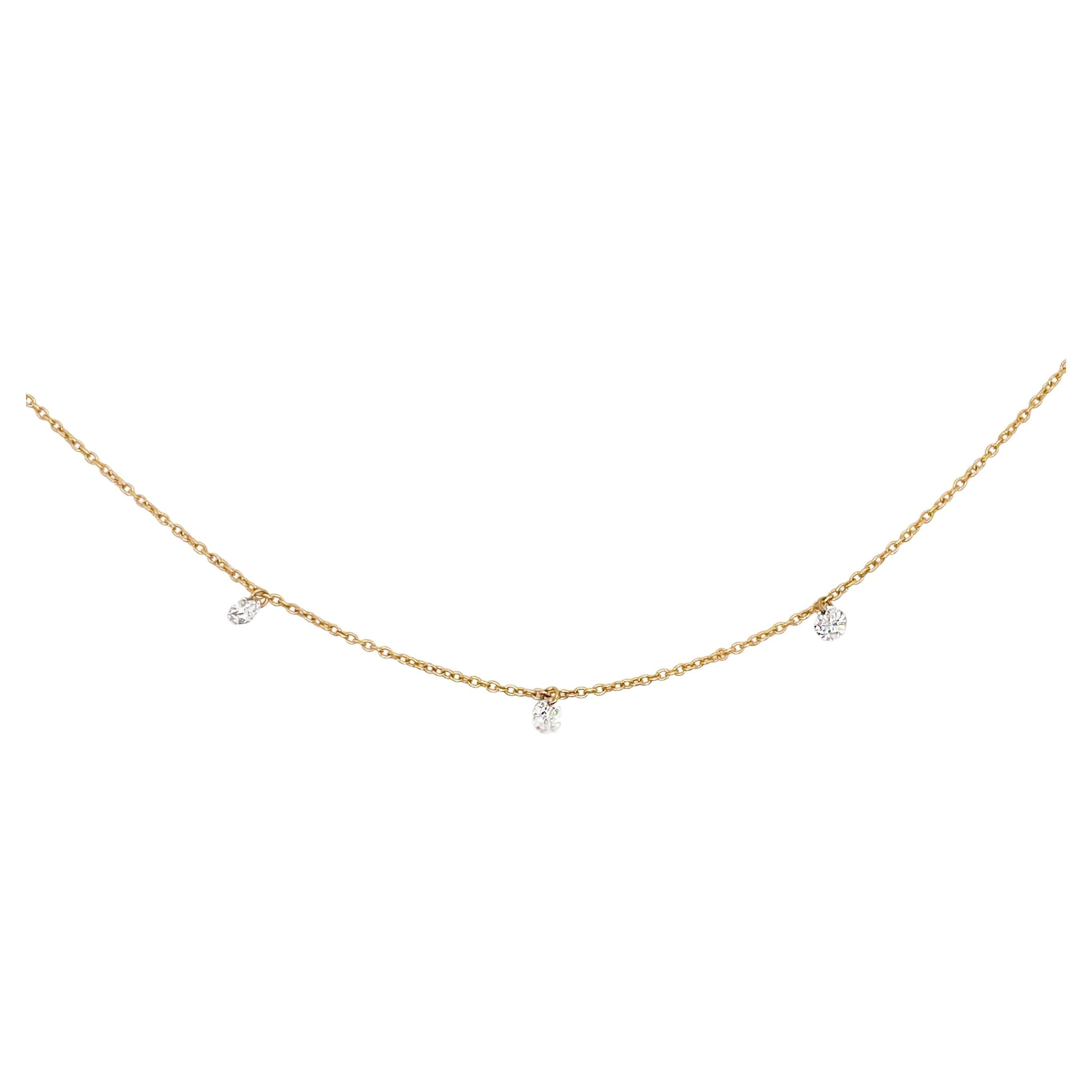 Dancing Diamond Necklace, .30ct Diamond Necklace, Dainty Stackable Necklace For Sale