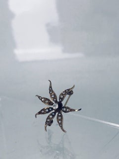 Dancing Diamond Pin, Victorian Era with Mine-Cut Diamond, Seed Pearls