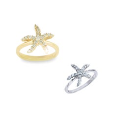 Dancing Diamond Starfish Ring 14k Gold