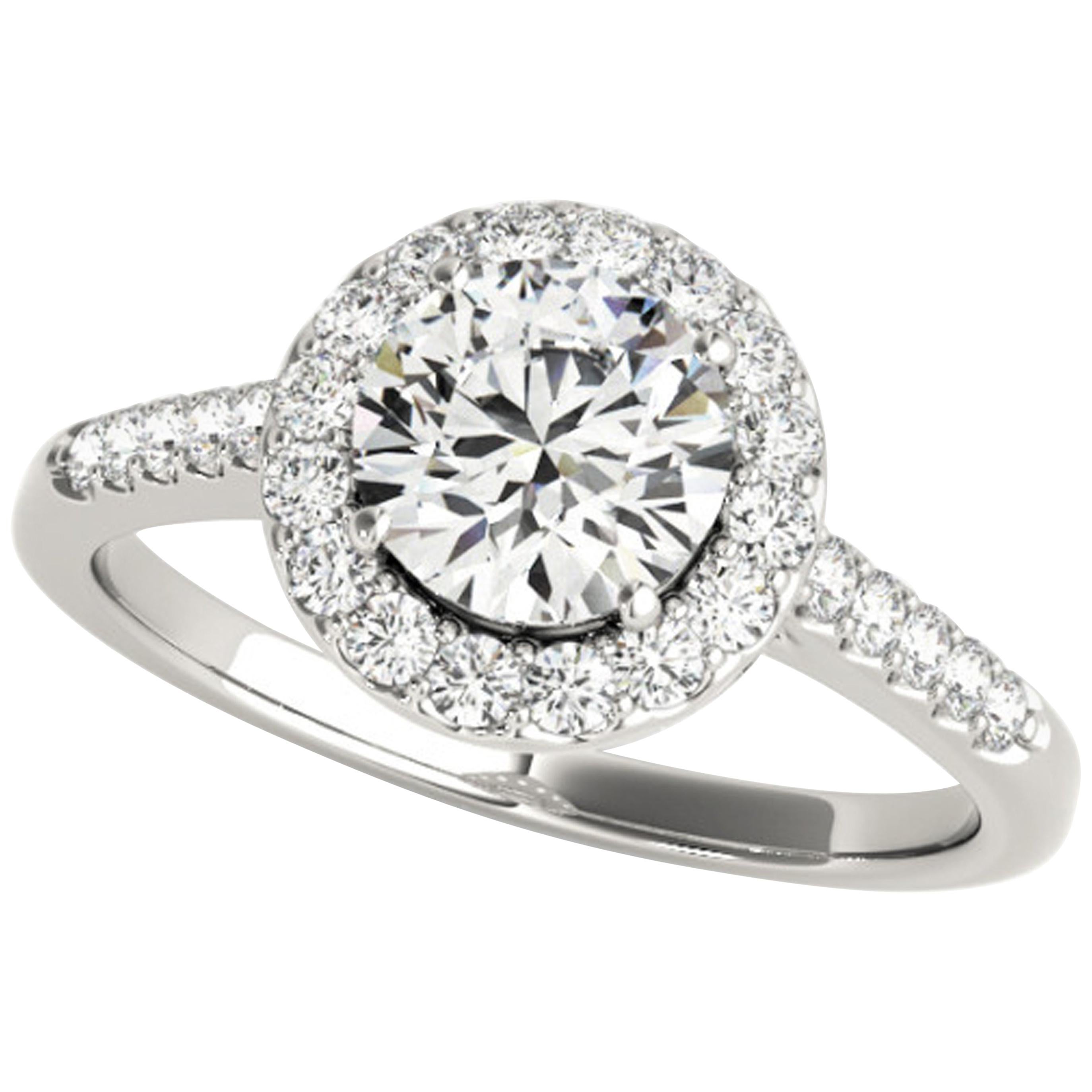 Dancing Diamonds Halo Accented GIA Certified Round Brilliant Engagement Ring For Sale