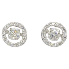 Dancing Diamonds Halo Diamond Stud Earrings in 14k White Gold