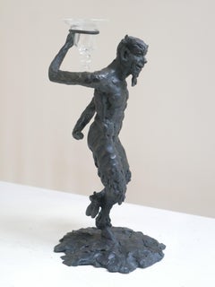 Portavelas Fauno bailarín de bronce de Patrick Laroche