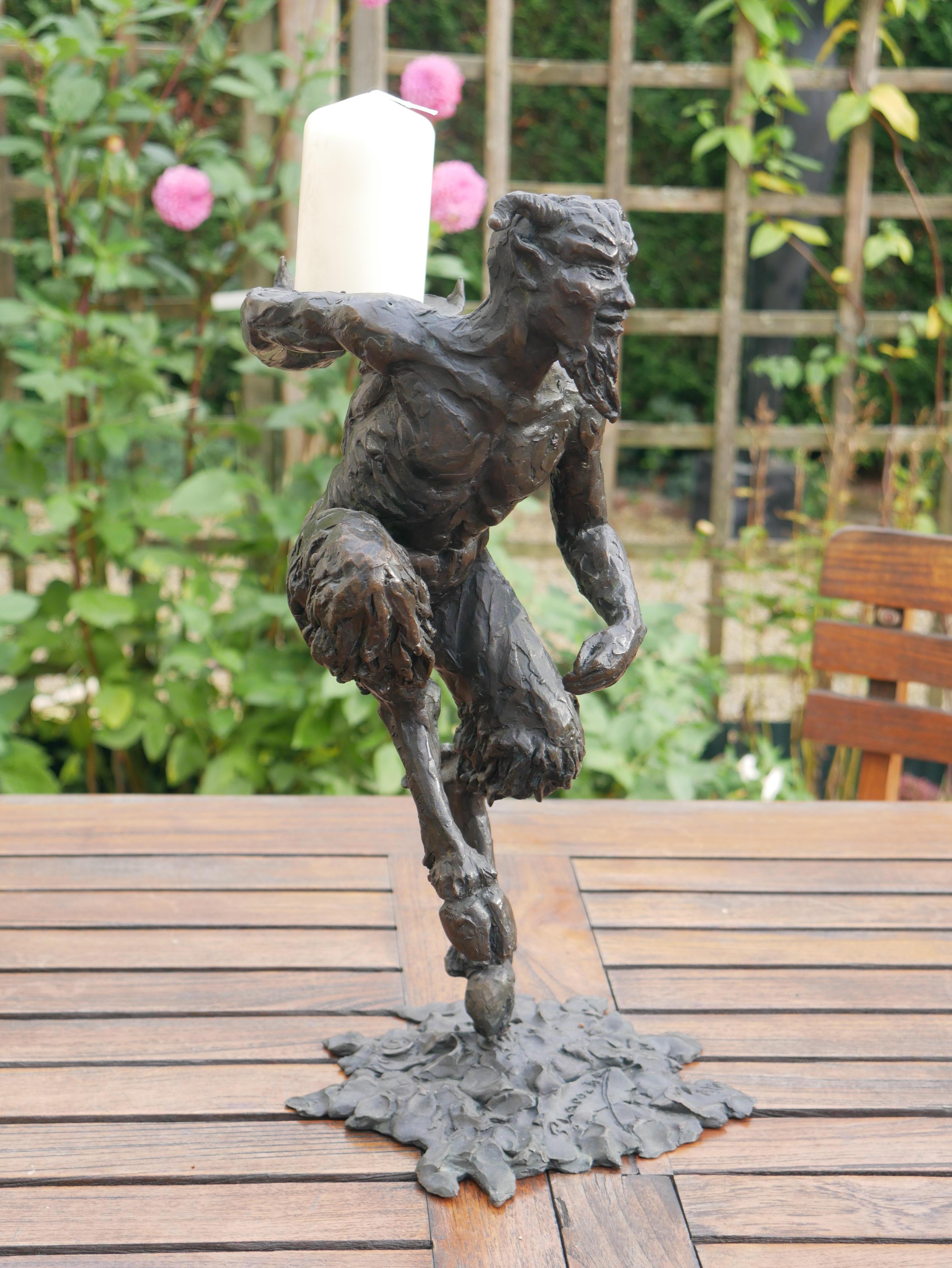 Moderno Portacandele Dancing Faun in bronzo di Patrick Laroche in vendita