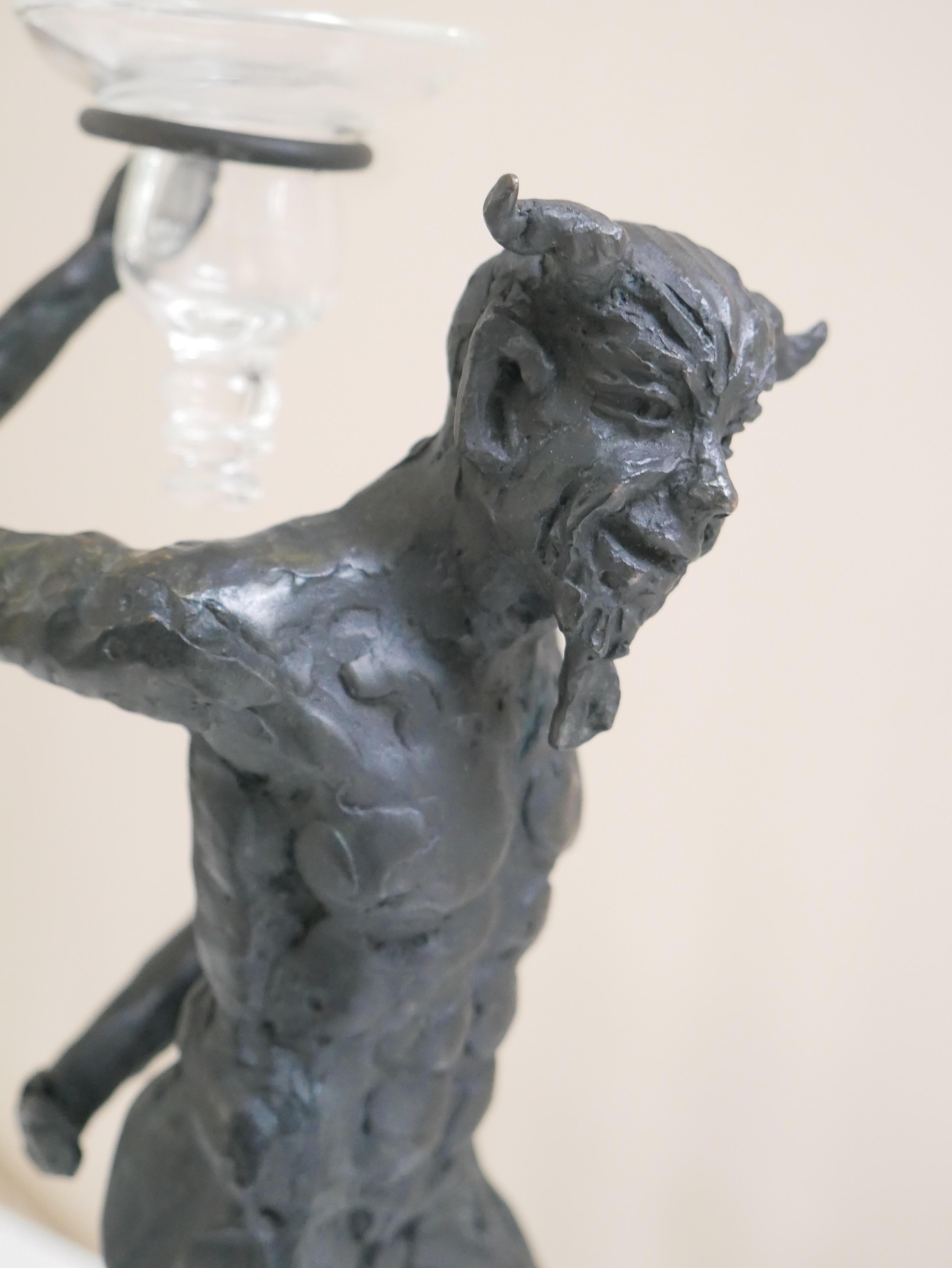 Moderne Porte-bougies faune dansant en bronze de Patrick Laroche en vente