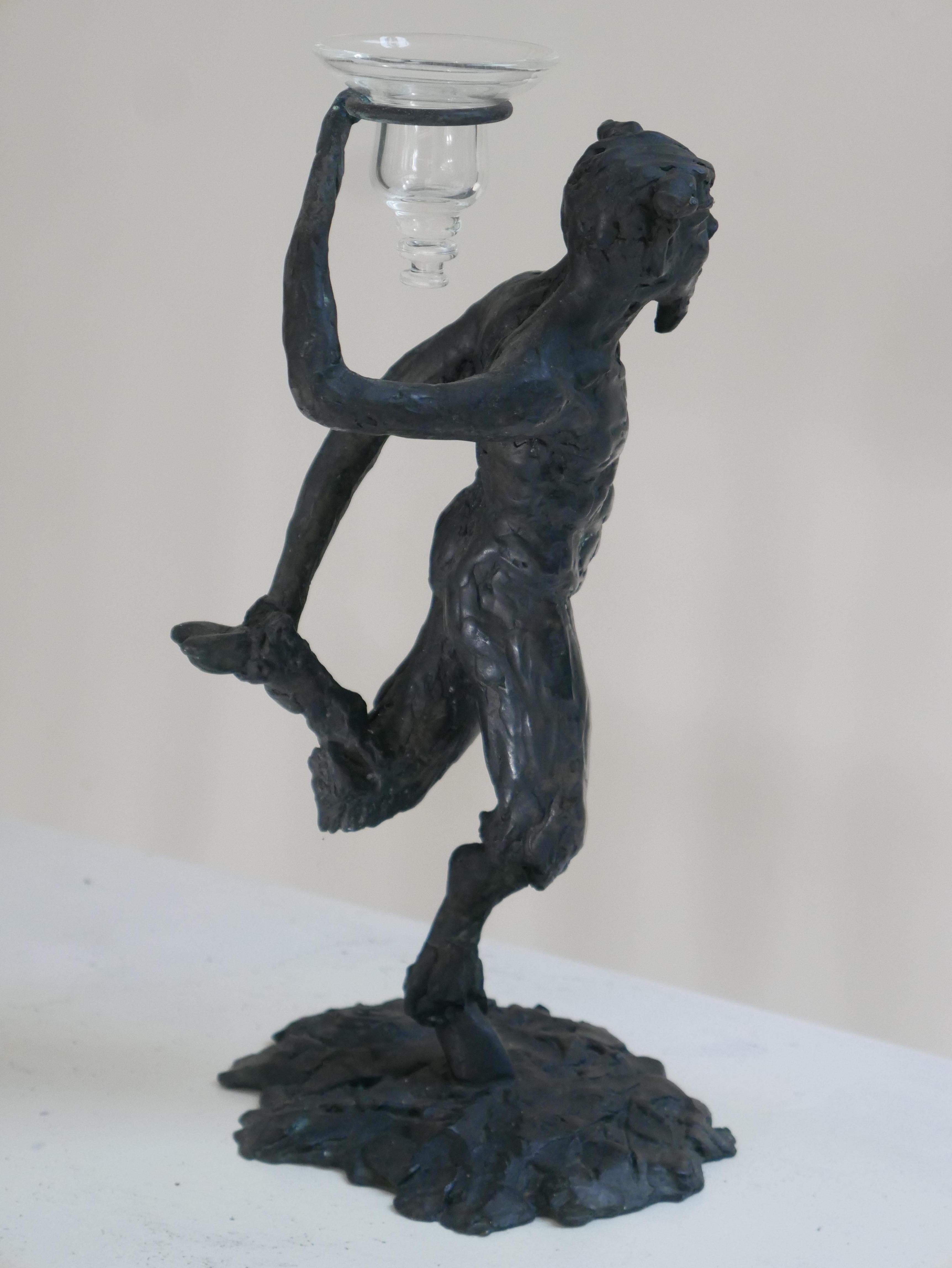 XXI secolo e contemporaneo Portacandele Dancing Faun in bronzo di Patrick Laroche in vendita