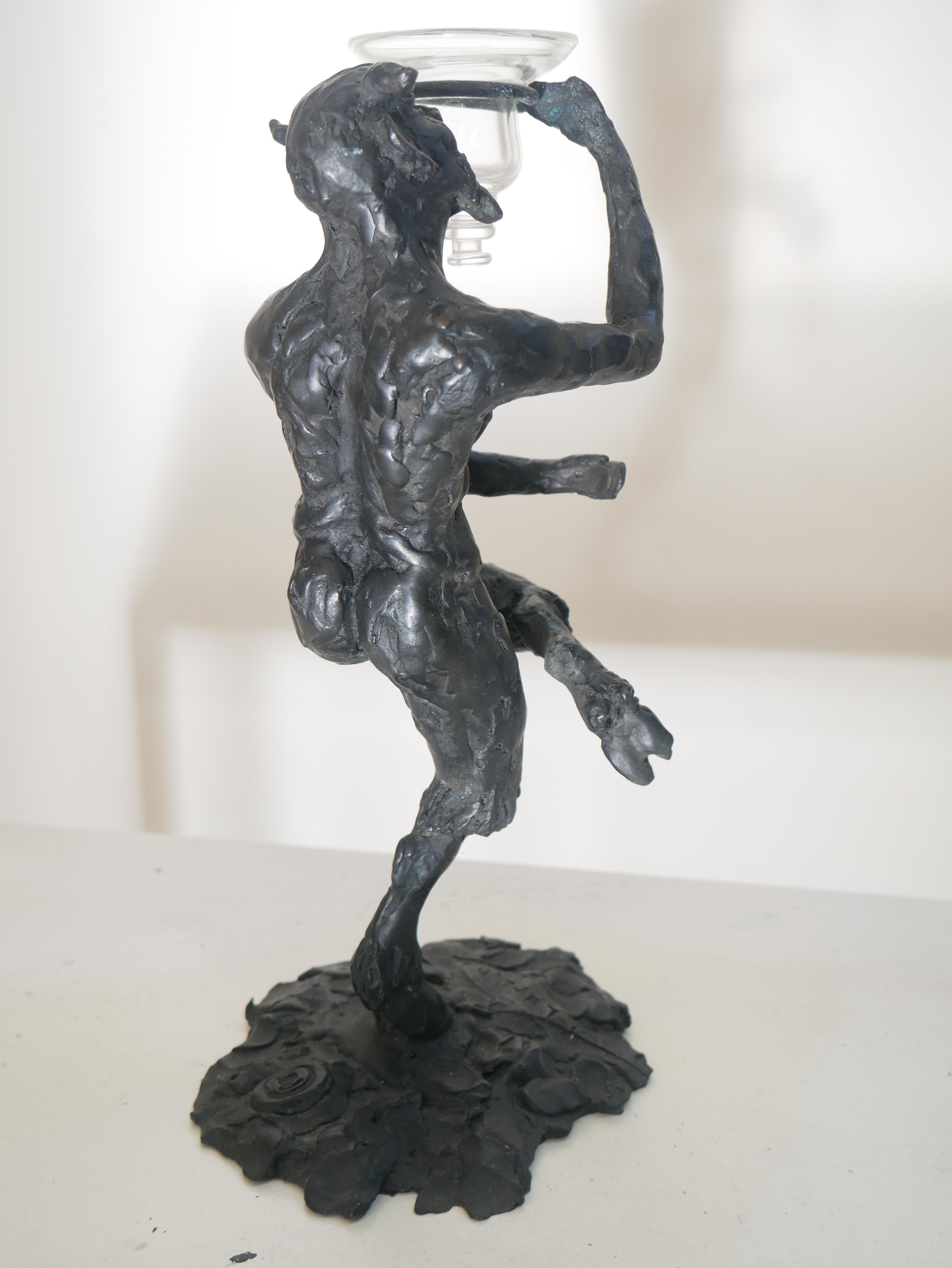 Portacandele Dancing Faun in bronzo di Patrick Laroche in vendita 1
