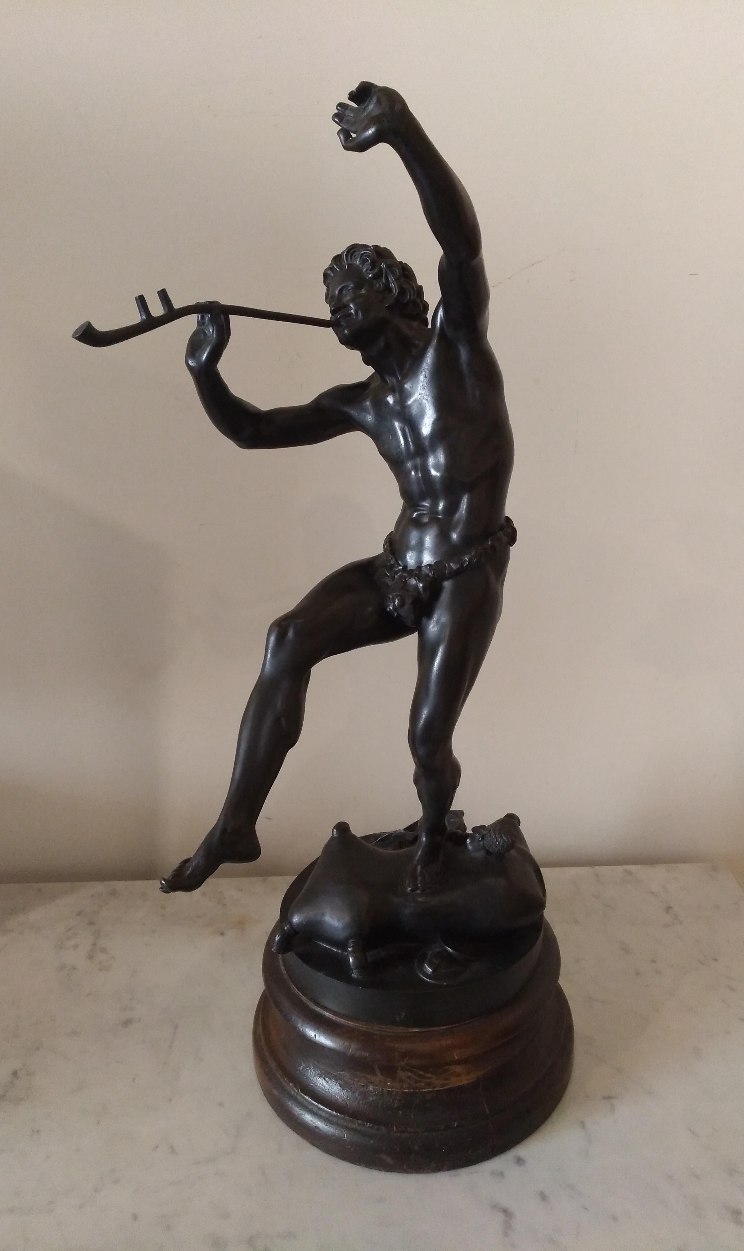 French Dancing Faun, Eugène Lequesne Bronze Satyr Mythological, France, 19th Century For Sale