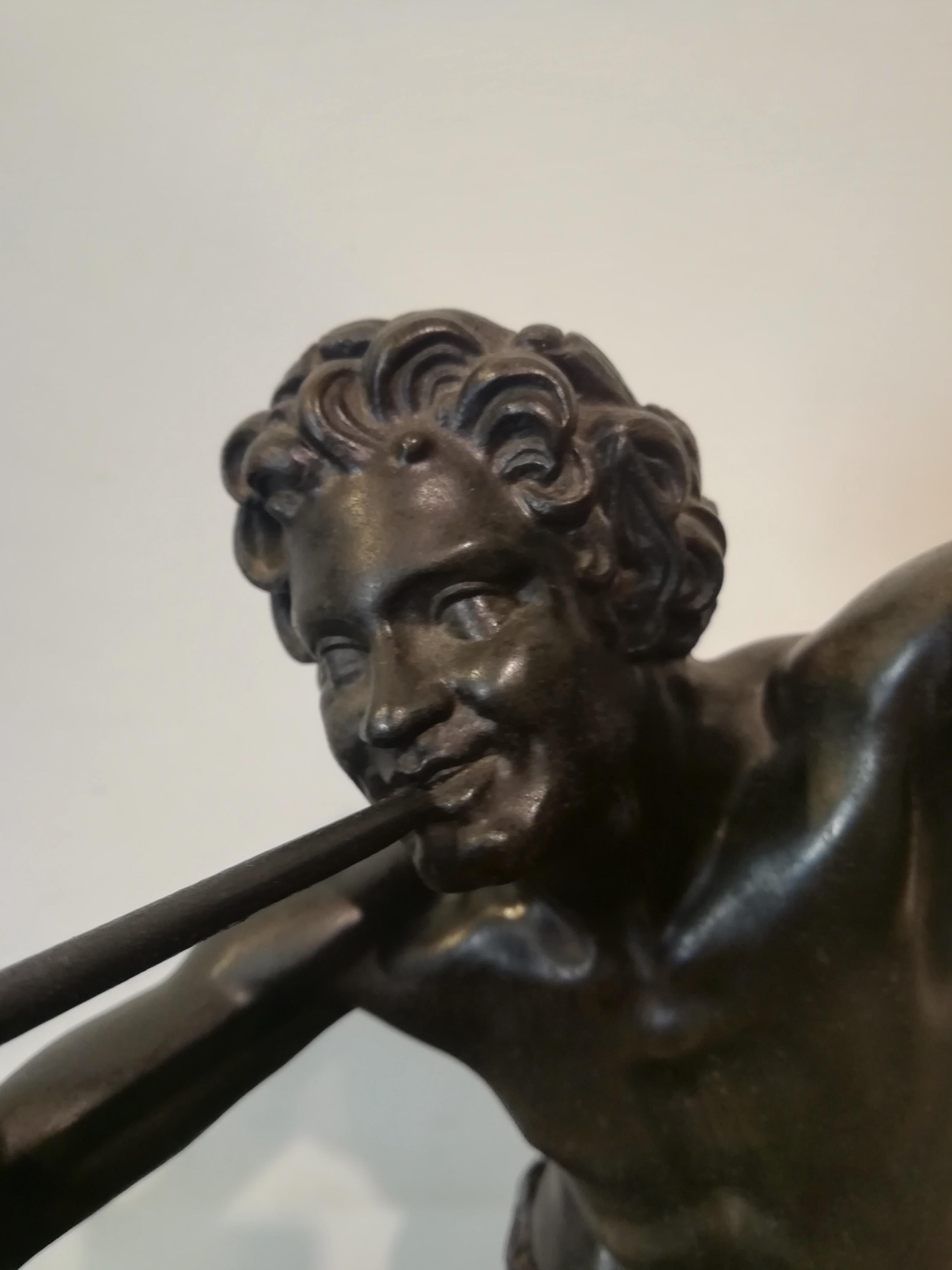 Dancing Faun, Eugène Lequesne Bronze Satyr Mythological, France, 19th Century In Good Condition For Sale In Rome, Italy