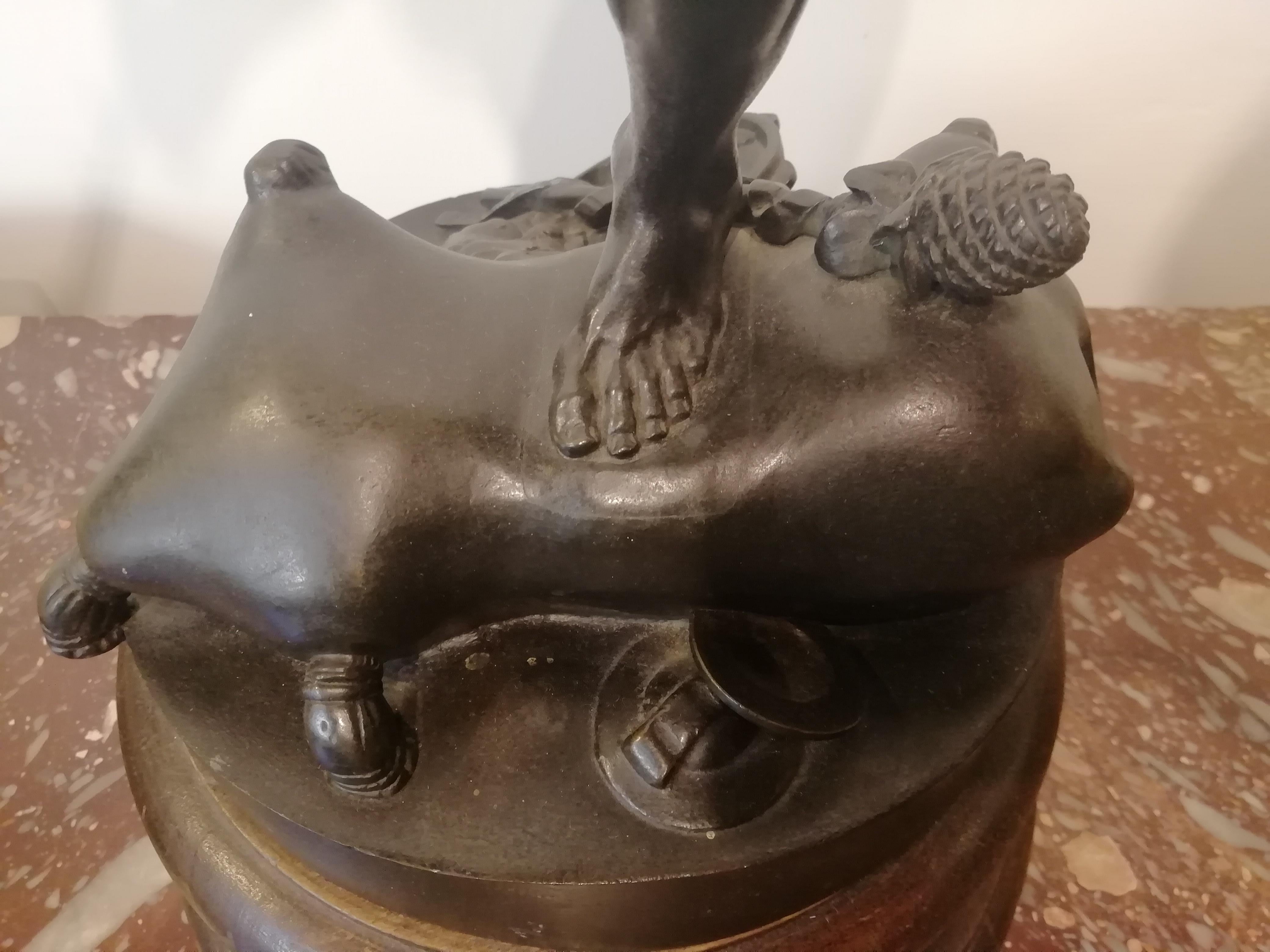 Dancing Faun, Eugène Lequesne Bronze Satyr Mythological, France, 19th Century For Sale 4
