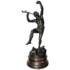 Dancing Faun, Eugène Lequesne Bronze Satyr Mythological, France, 19th Century