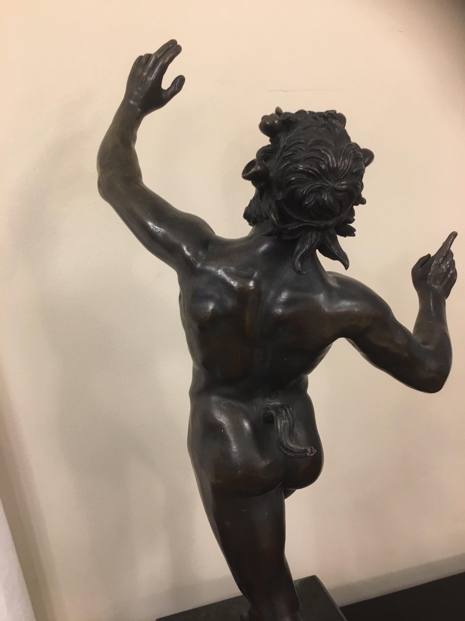 Dancing Faun from Pompeii in Bronze, Naples, 19th For Sale 4