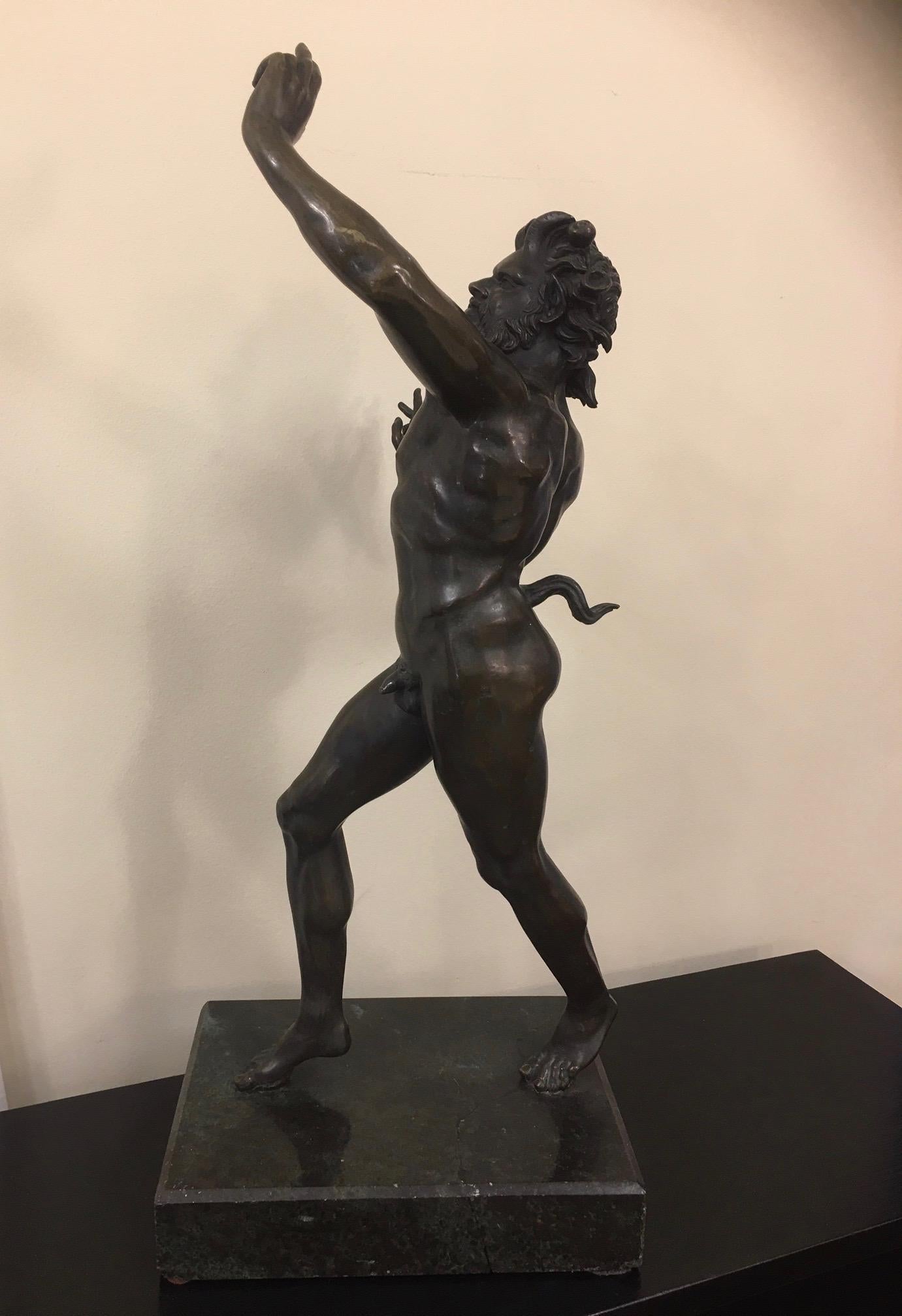 Dancing Faun from Pompeii in Bronze, Naples, 19th For Sale 5