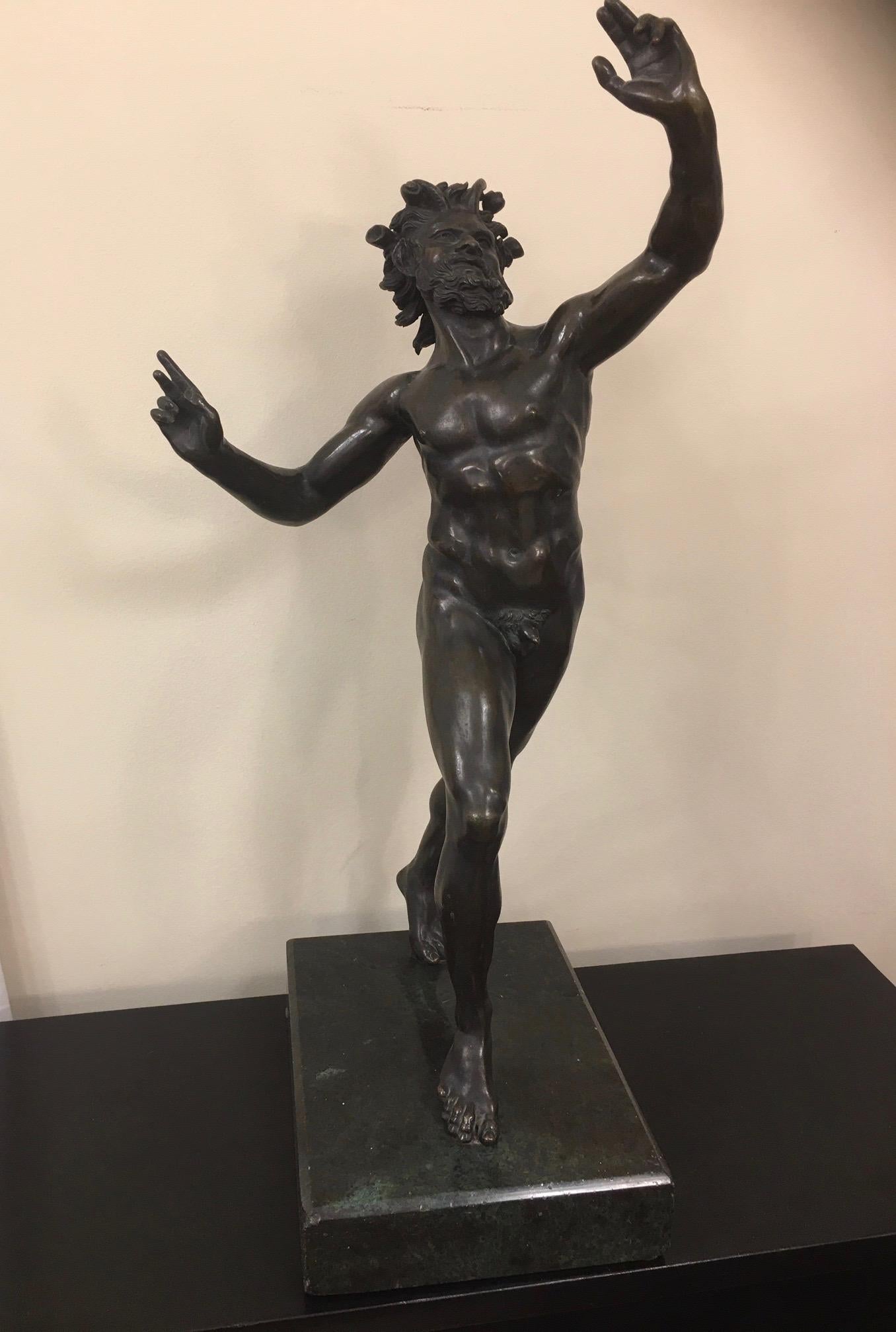 Beaux Arts Dancing Faun from Pompeii in Bronze, Naples, 19th For Sale