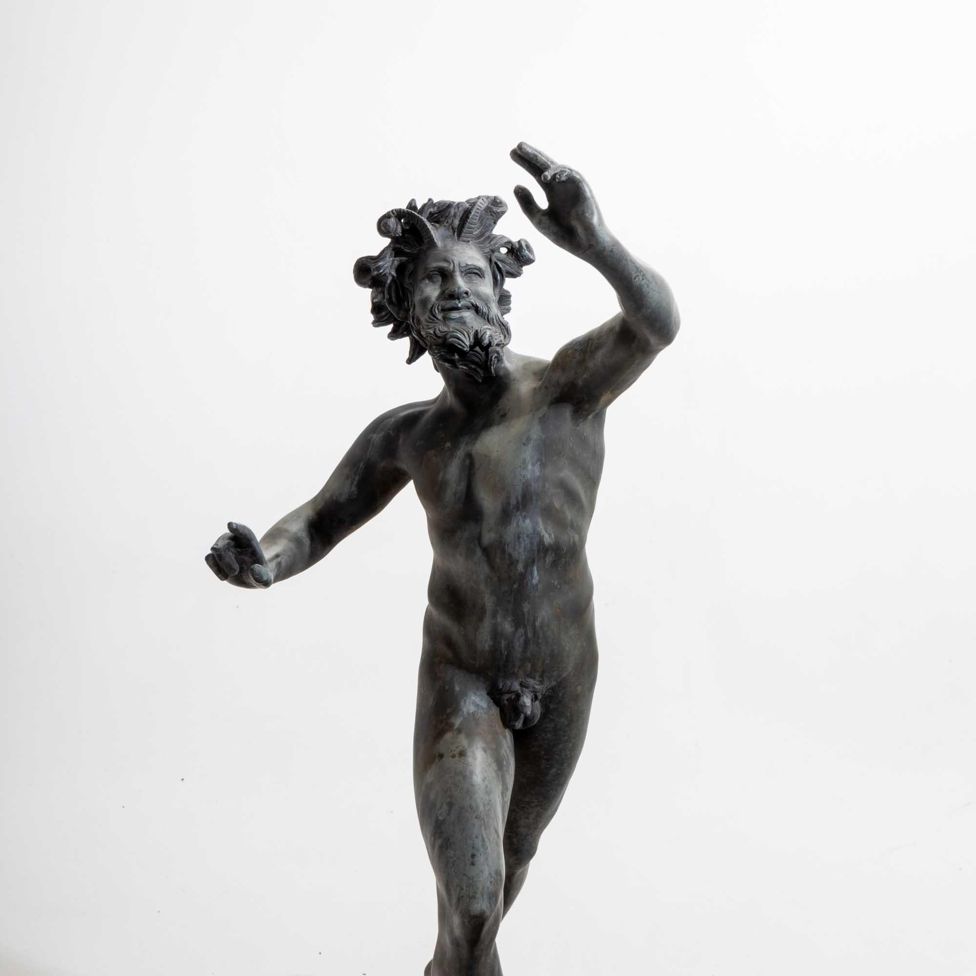 Bronze Dancing Faun from Pompeii, Italy, probably late 19th Century For Sale