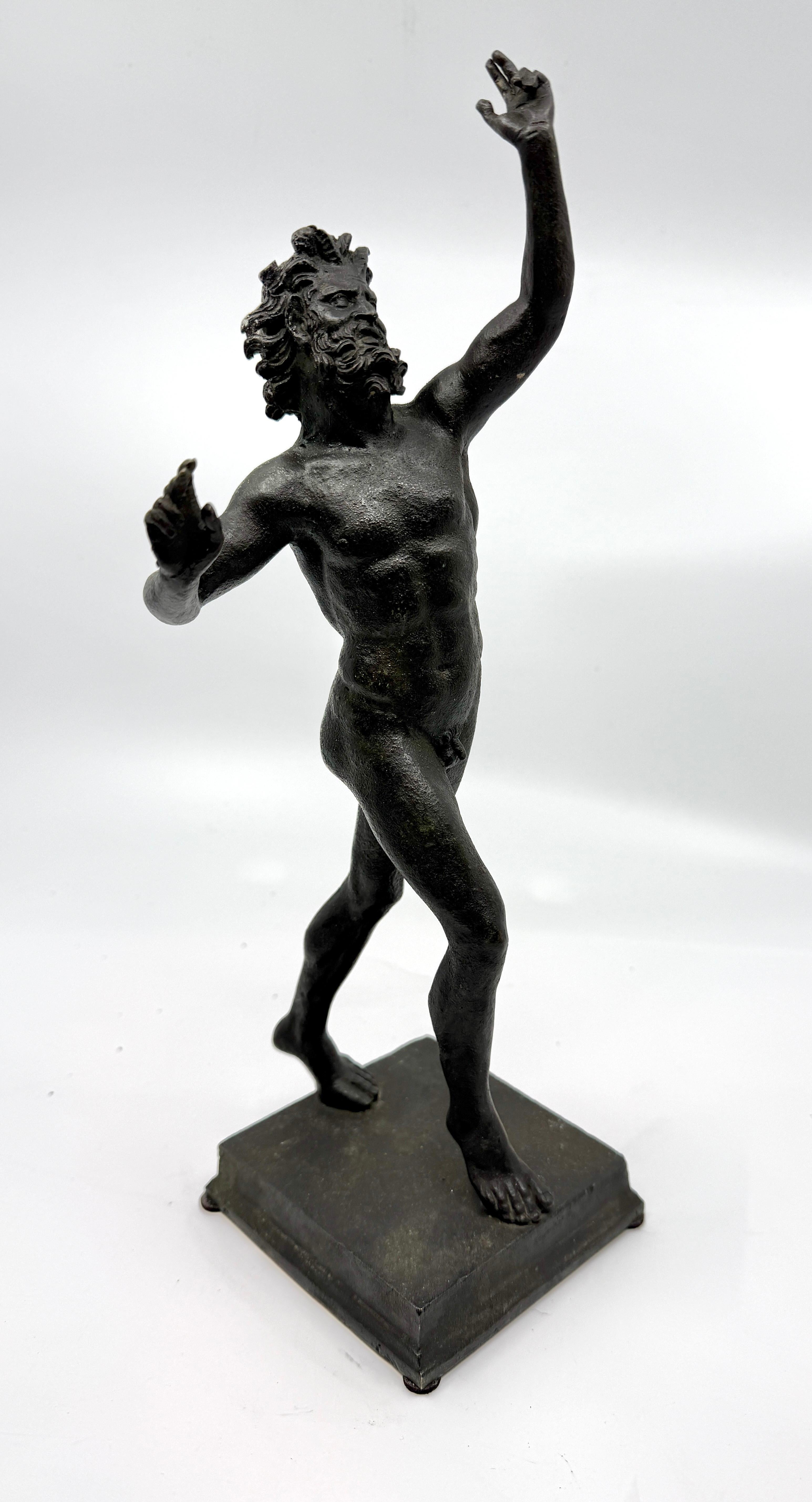 Hand-Crafted Dancing Faun of Pompeii Bronze Neoclassical Grand Tour Souvenir For Sale