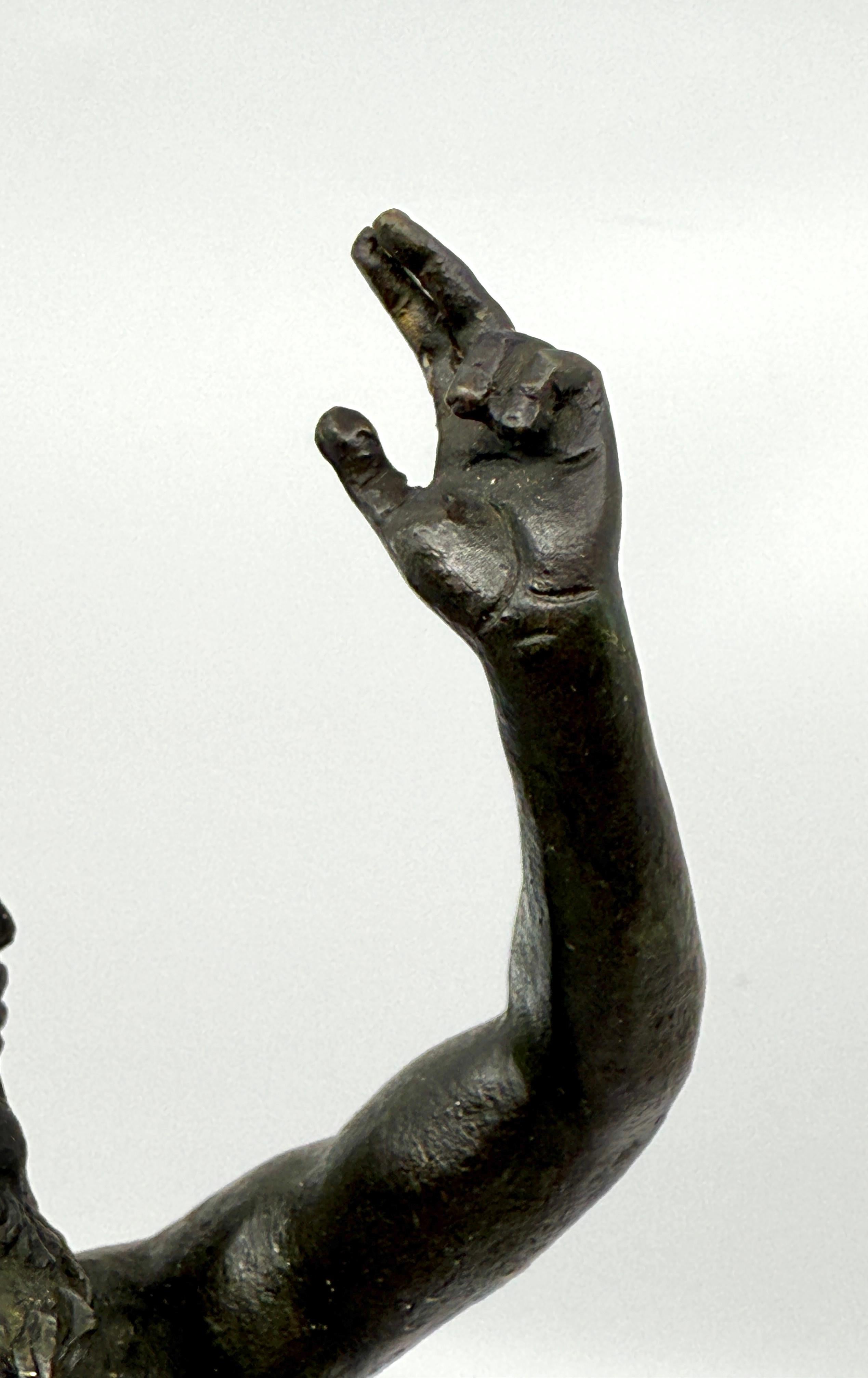 19th Century Dancing Faun of Pompeii Bronze Neoclassical Grand Tour Souvenir For Sale