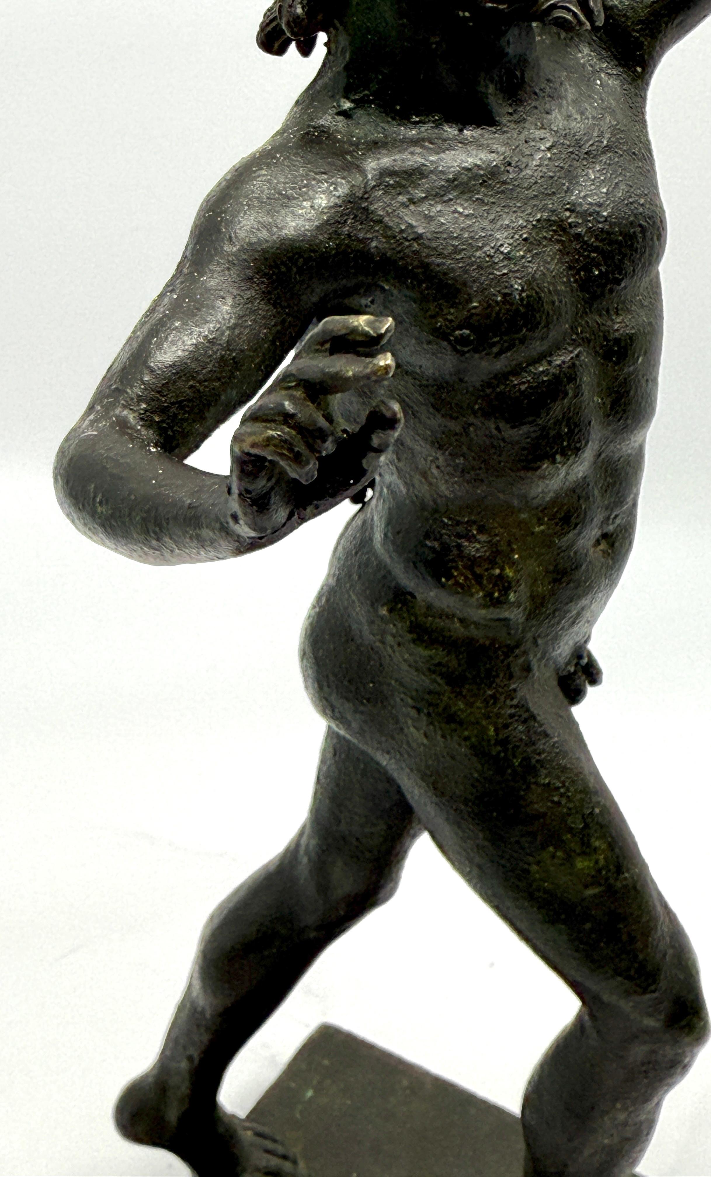 Dancing Faun of Pompeii Bronze Neoclassical Grand Tour Souvenir For Sale 1