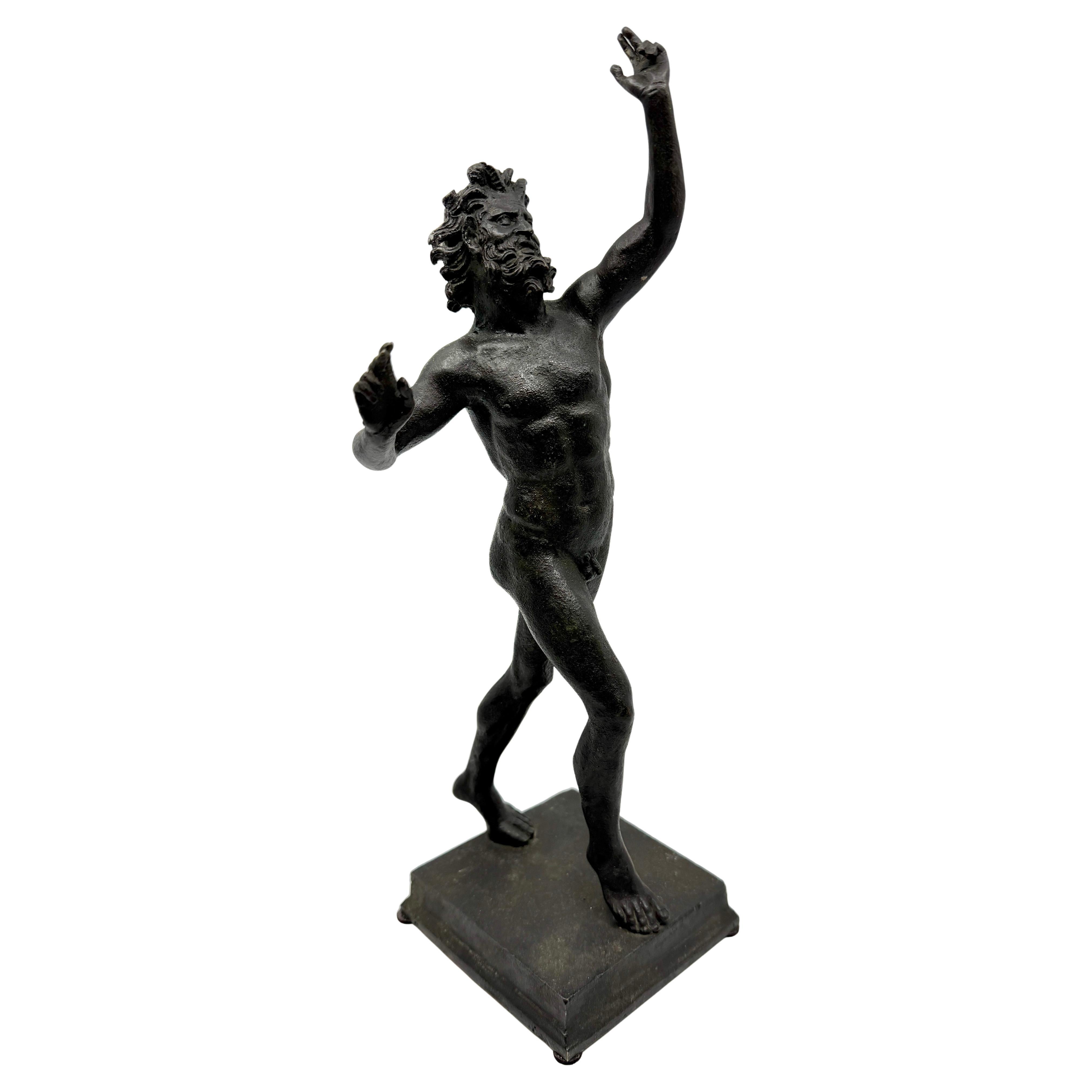 Fauno Danzante de Pompeya Bronce Neoclásico Gran Recuerdo Turístico