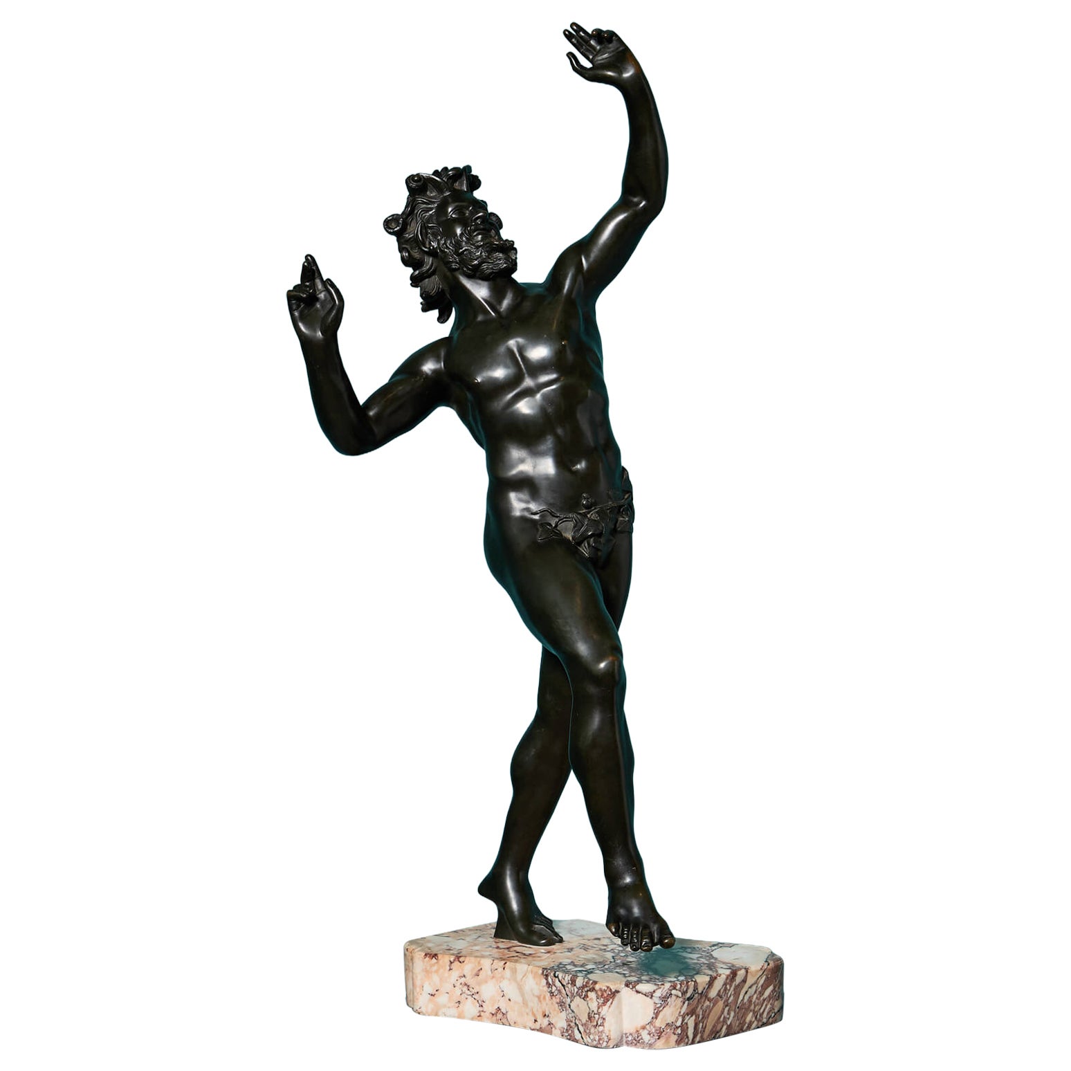‘Dancing Faun of Pompeii’ Large 19th Century Italian Bronze After the Antique