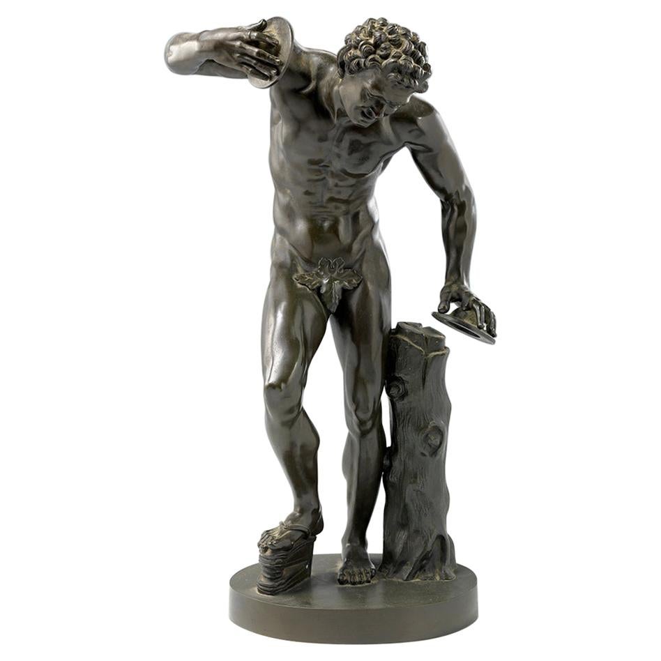 Dancing Faun with Cymbals, Bronze Satyr Mythological, France, 19th Century For Sale