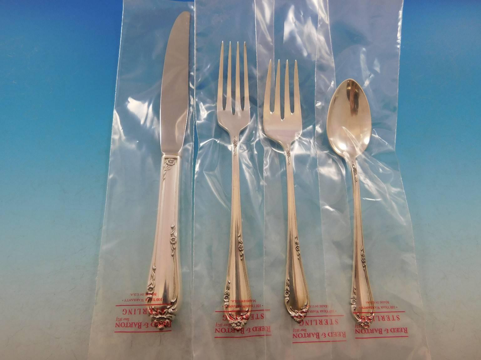 Dancing Flowers by Reed & Barton Sterling Silver Flatware Set Service 83 pcs New In Excellent Condition For Sale In Big Bend, WI