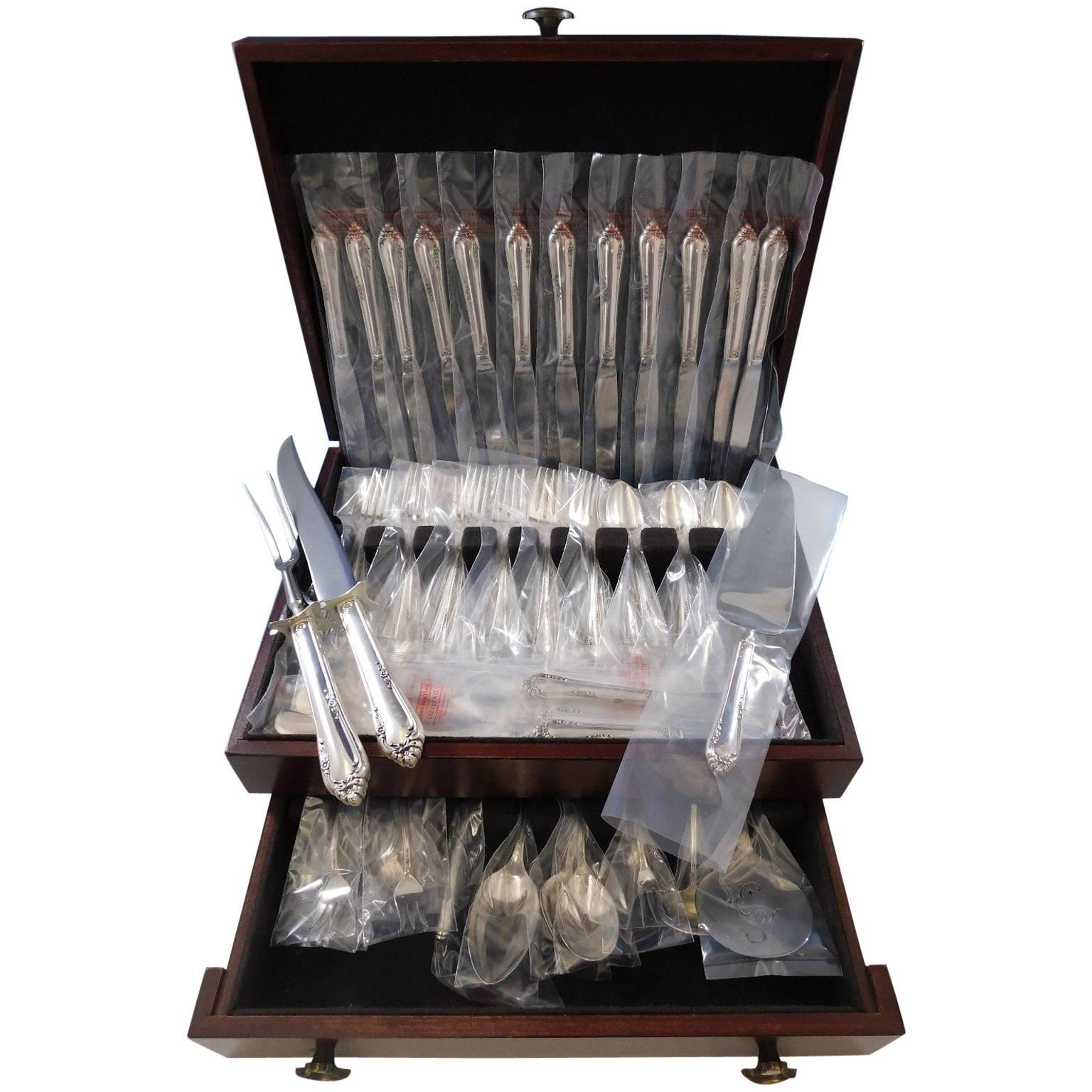 Set di posate Dancing Flowers di Reed & Barton in argento Sterling Servizio 83 pezzi Nuovo