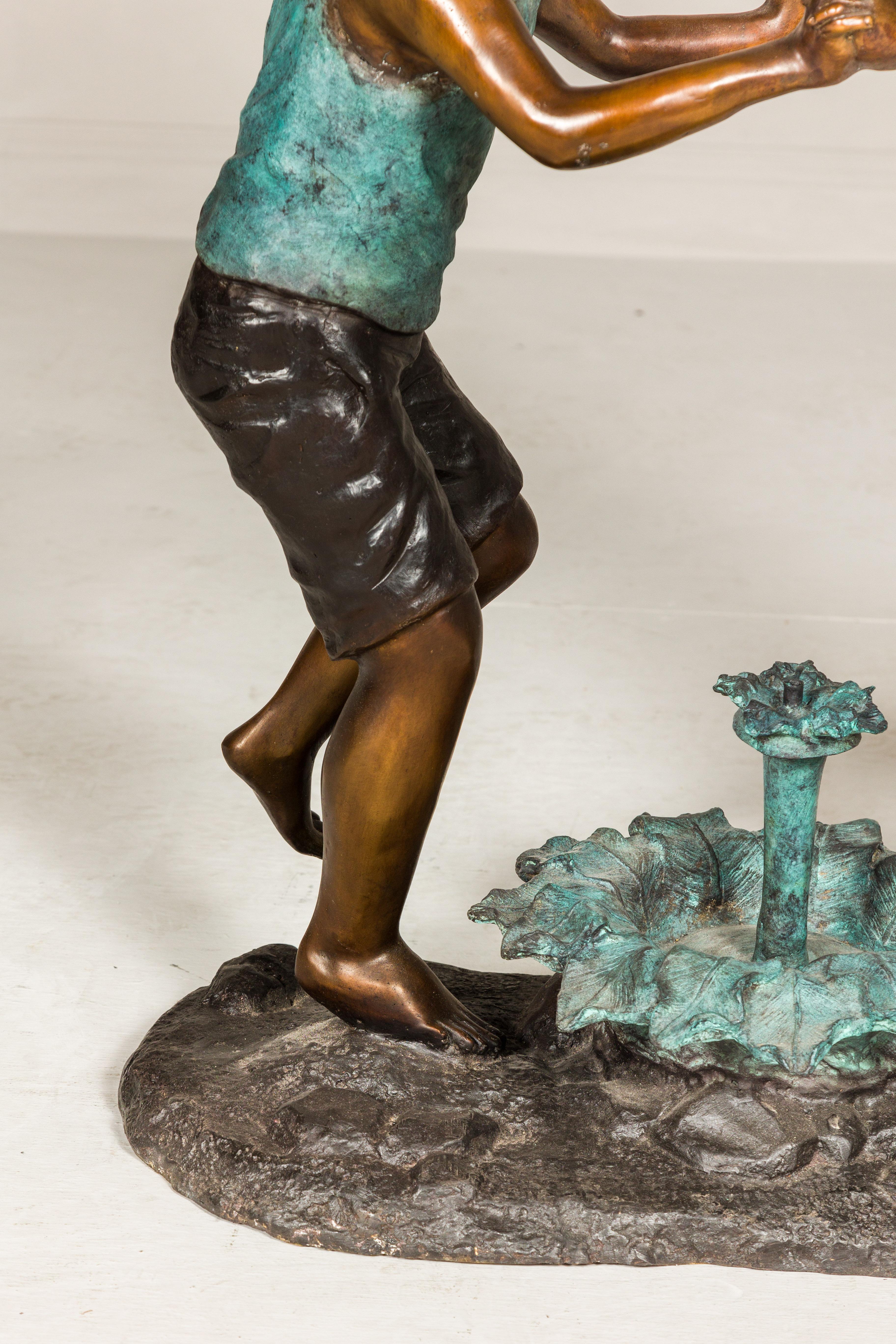 Contemporary Dancing Friends, Patinated Bronze Sculpted Group Tubed as a Fountain For Sale