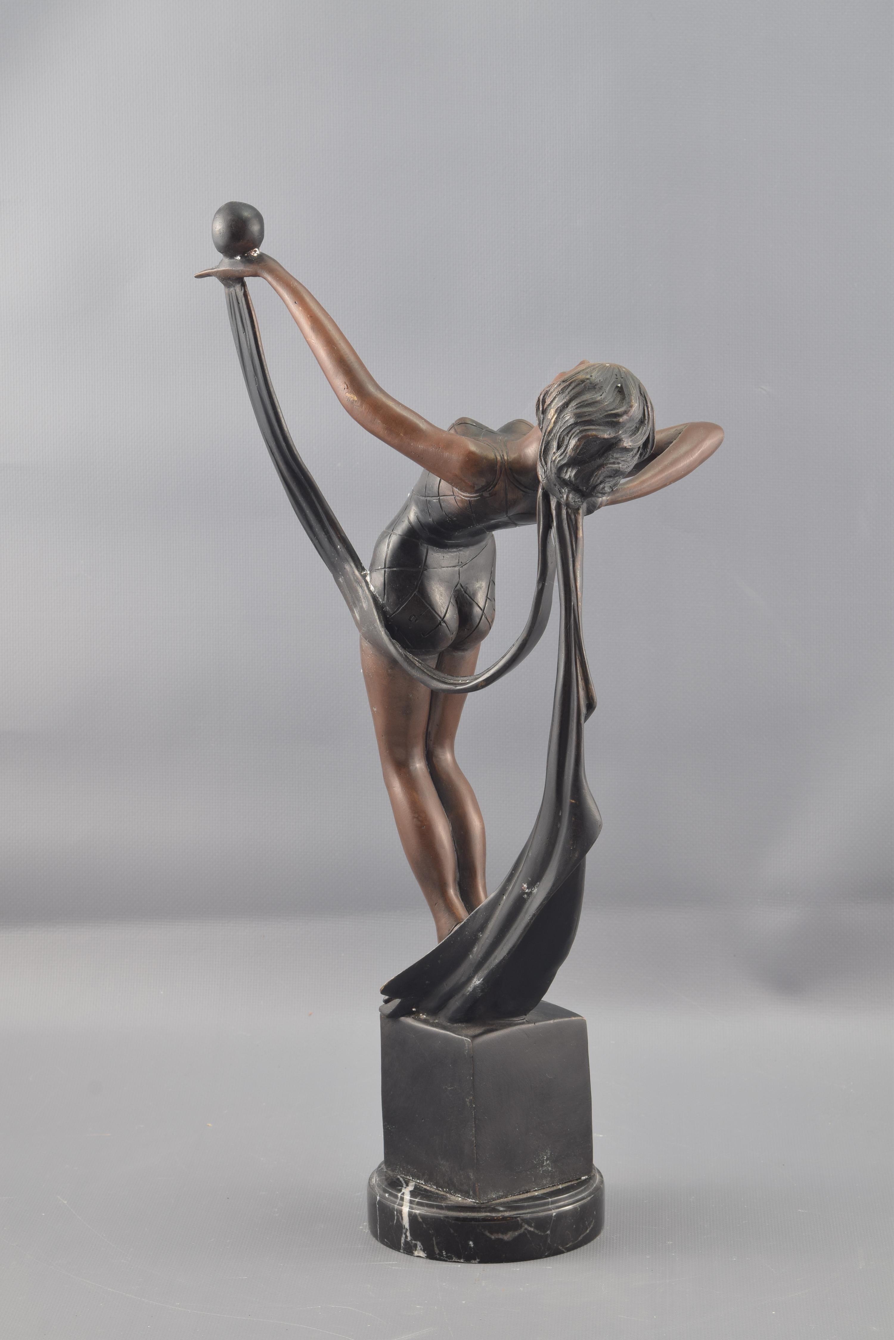 European Dancing Girl, Bronze, after Art Deco Models