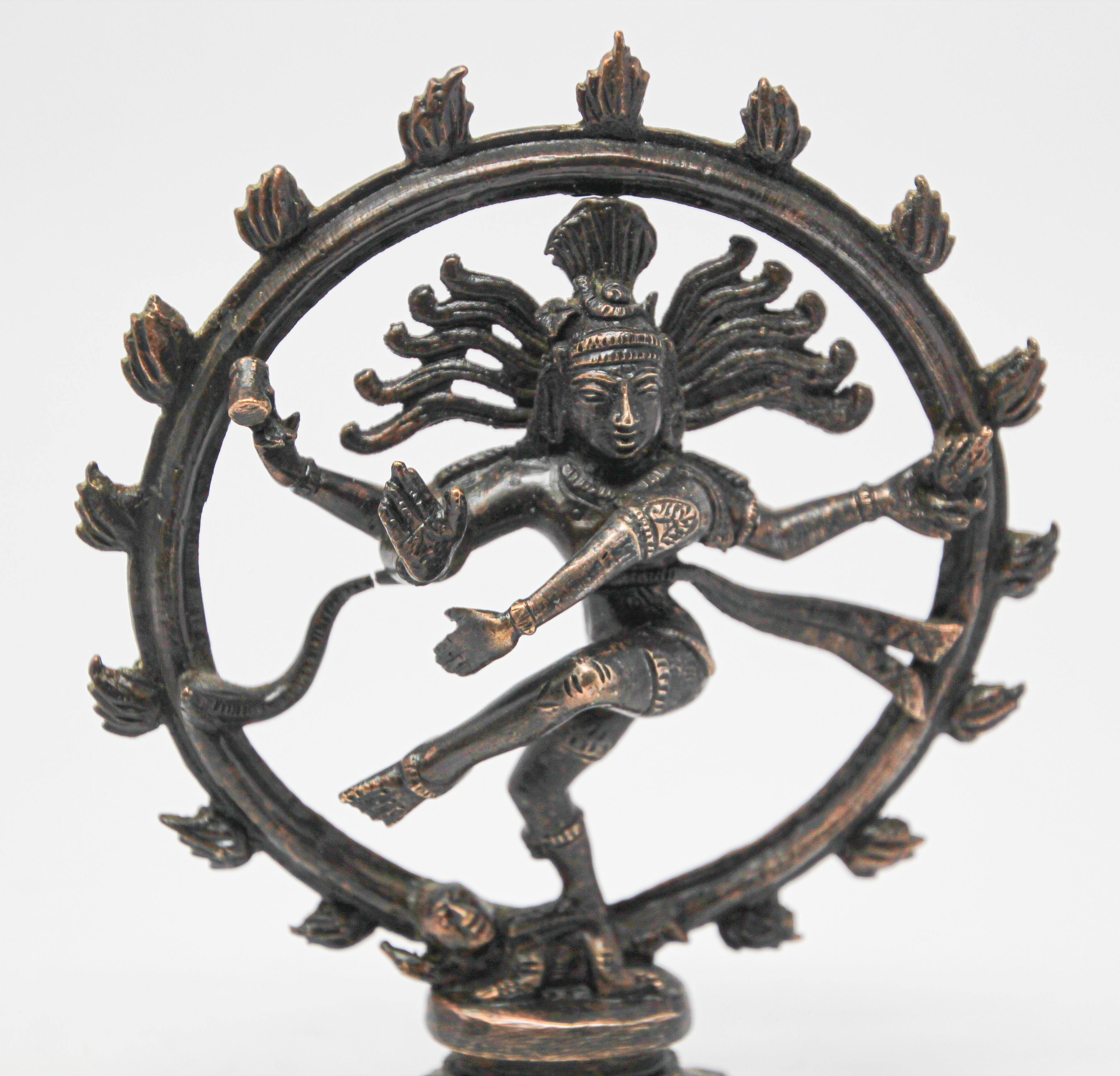 Dancing Hindu Bronze Shiva Nataraja In Good Condition In North Hollywood, CA