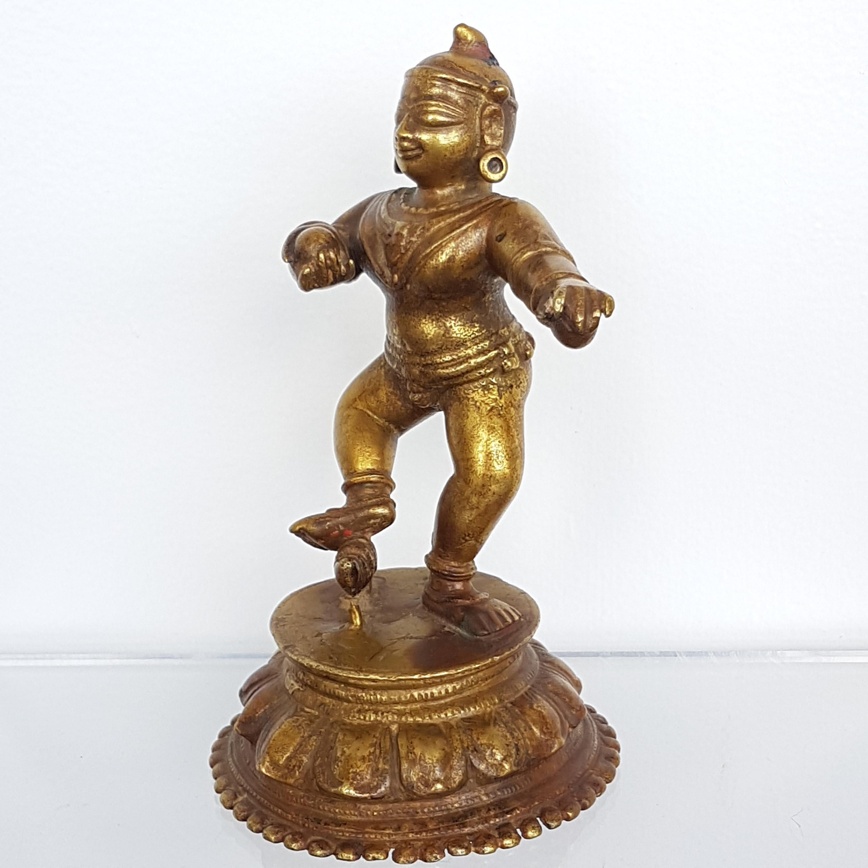 Tanz Krishna, Orissa, Indien, ca. 17. Jahrhundert, Cire Perdue/Verlorene Wachsbronze (Indisch) im Angebot