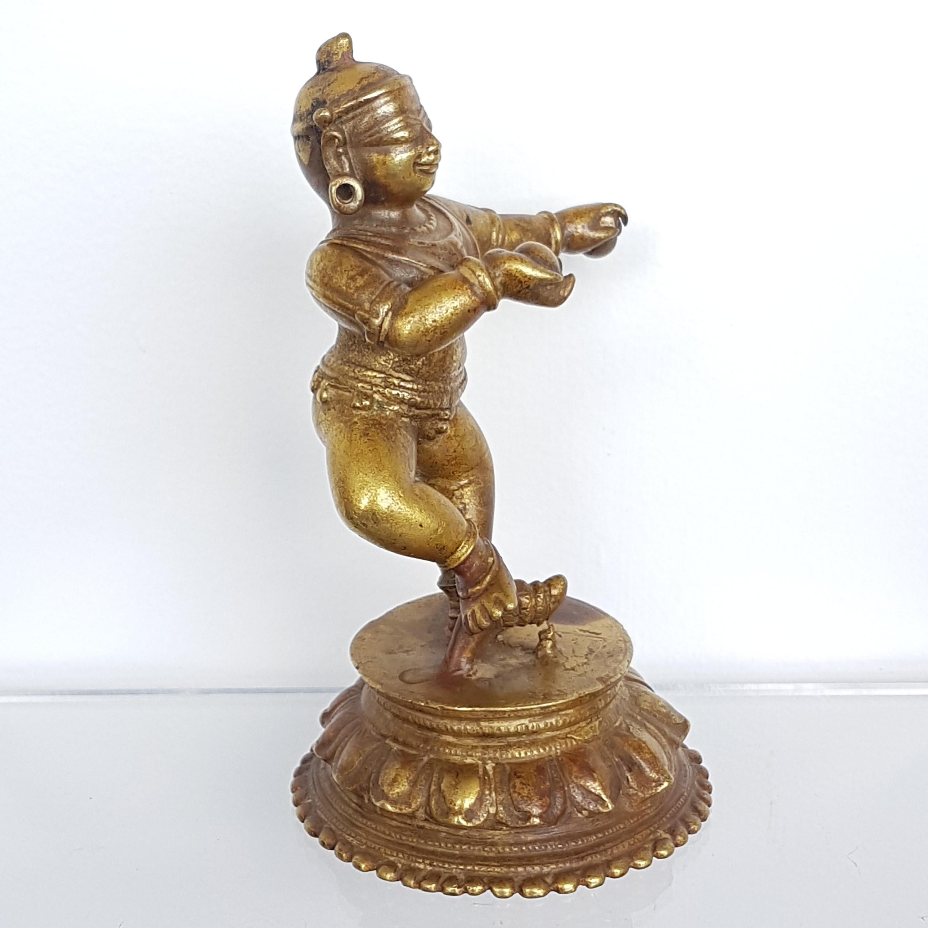 Tanz Krishna, Orissa, Indien, ca. 17. Jahrhundert, Cire Perdue/Verlorene Wachsbronze (Gegossen) im Angebot