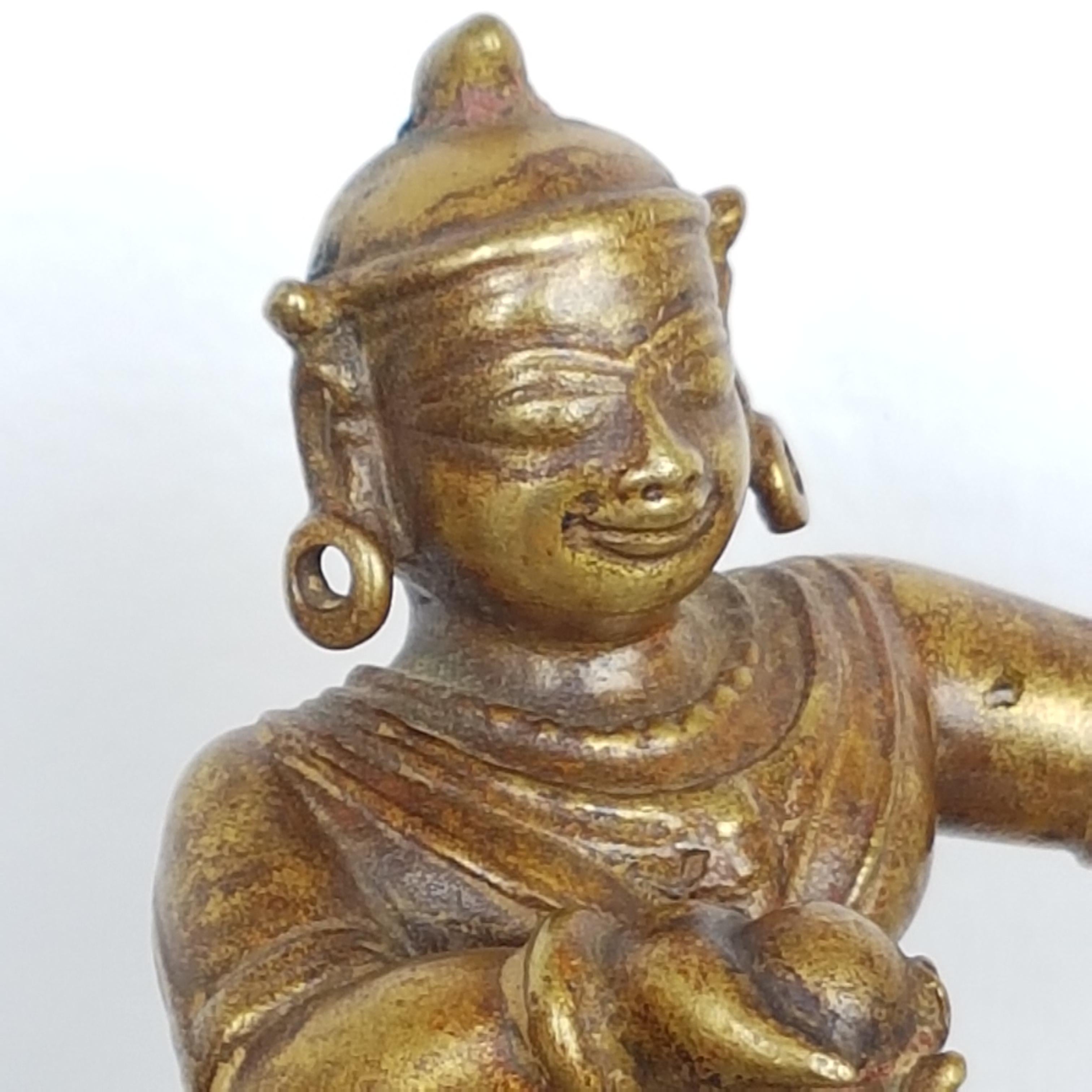 Tanz Krishna, Orissa, Indien, ca. 17. Jahrhundert, Cire Perdue/Verlorene Wachsbronze im Zustand „Gut“ im Angebot in Copenhagen, DK