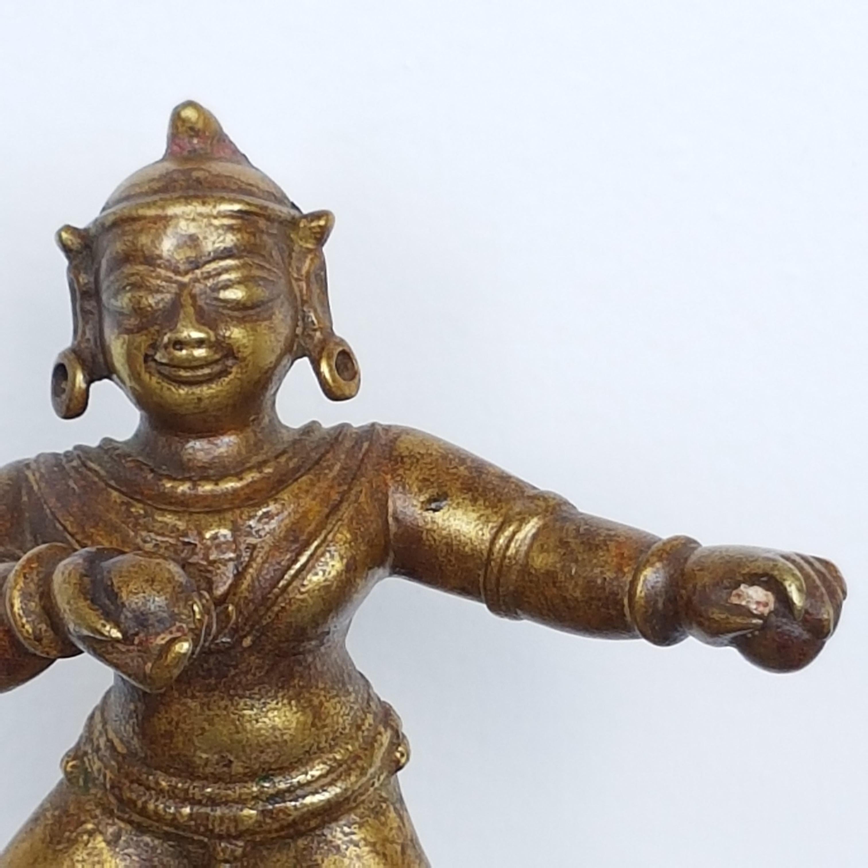 Tanz Krishna, Orissa, Indien, ca. 17. Jahrhundert, Cire Perdue/Verlorene Wachsbronze (Bronze) im Angebot