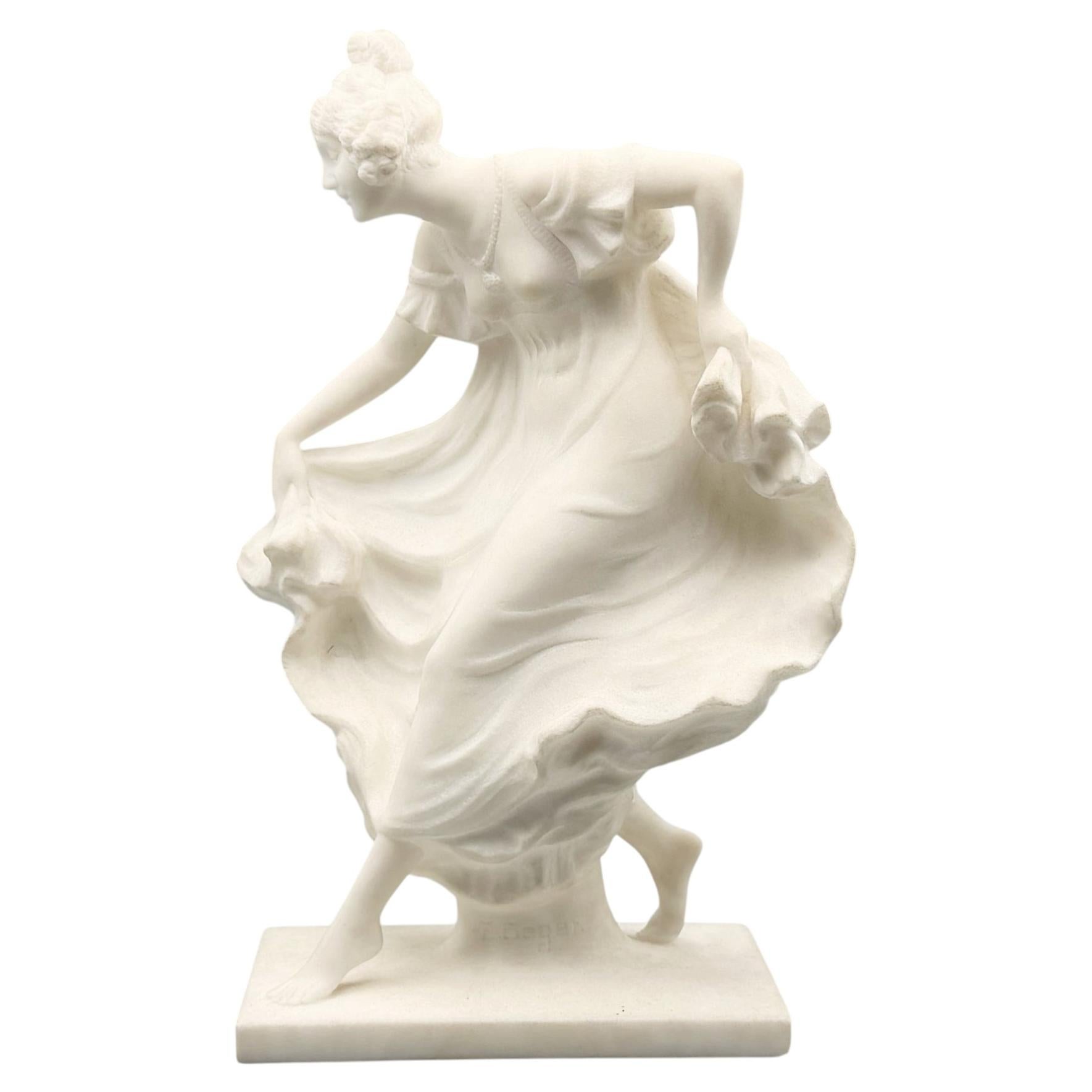 'Dancing Lady' Art Deco Carrara Marble Sculpture by Ernst Seger (1868-1939) For Sale