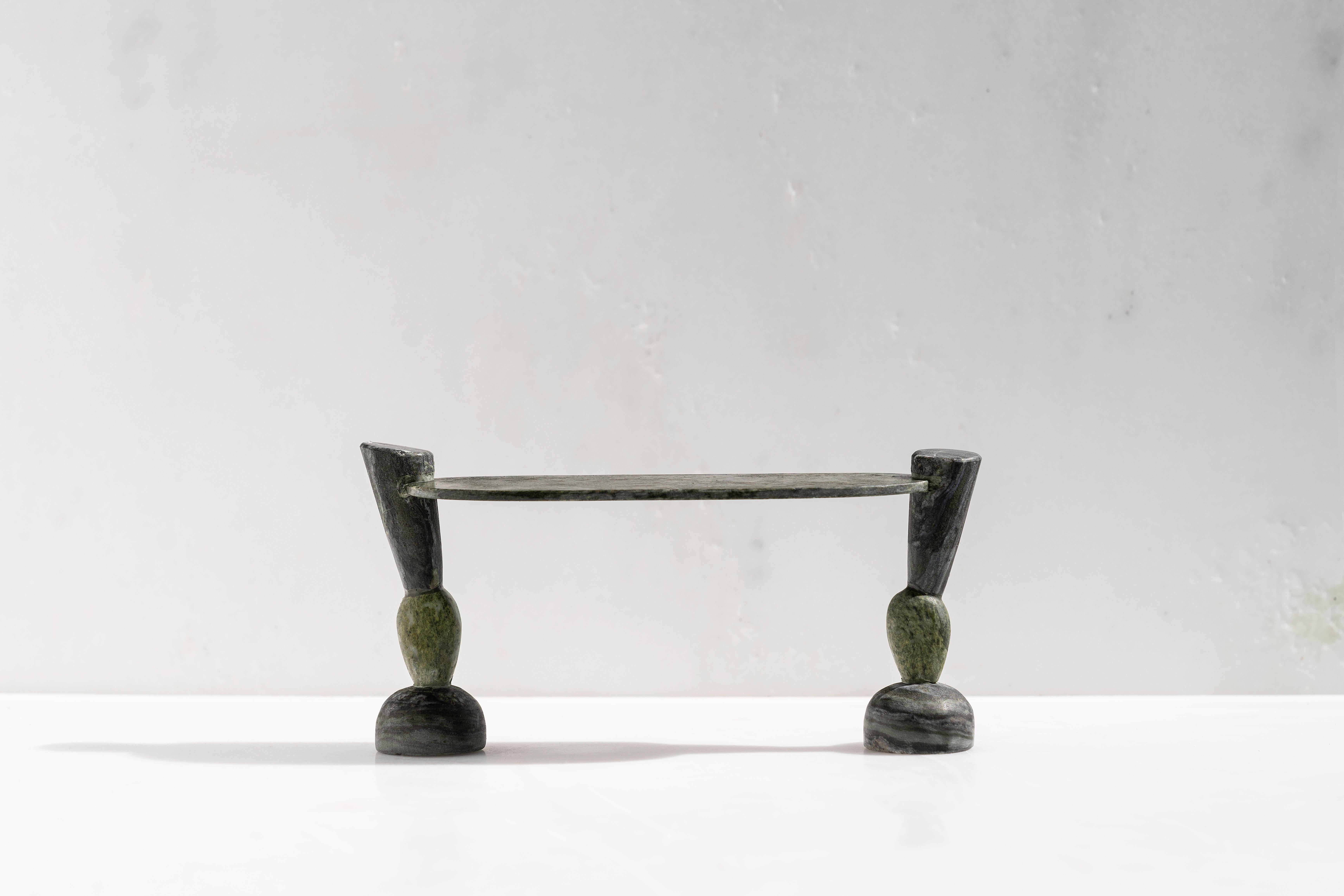 Dancing Leaves Sculptural Console by ON.ENTROPY
Dimensions: W 160 x D 40 x H 120 cm
Materials: Green Marble.

on• entropy is a marble atelier established in 2009 in Athens and London with a focus on metamorphosis. Expanding from object to space