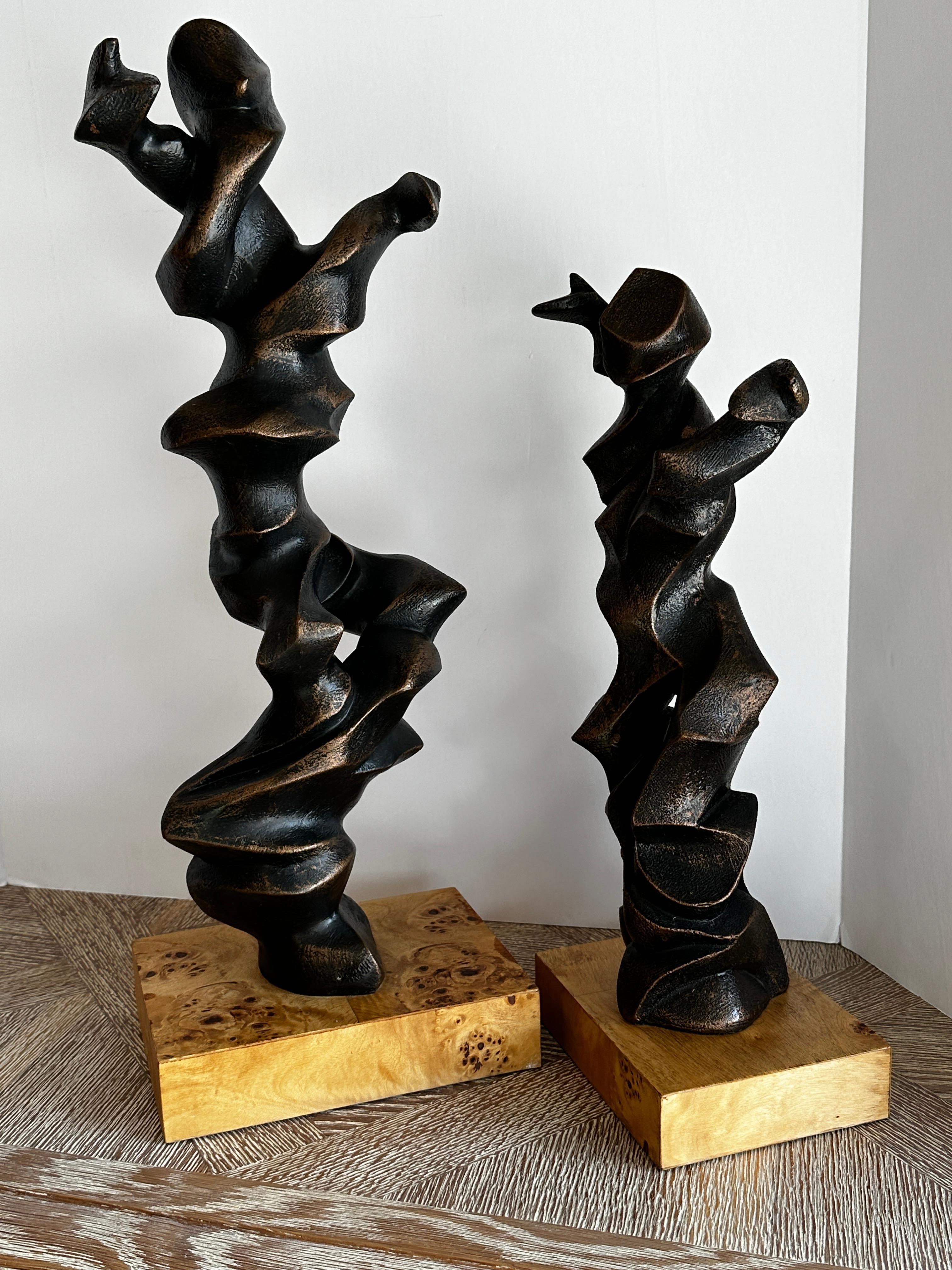 American Dancing Sculptures in Resin, a Pair in the Style of Umberto Boccioni For Sale