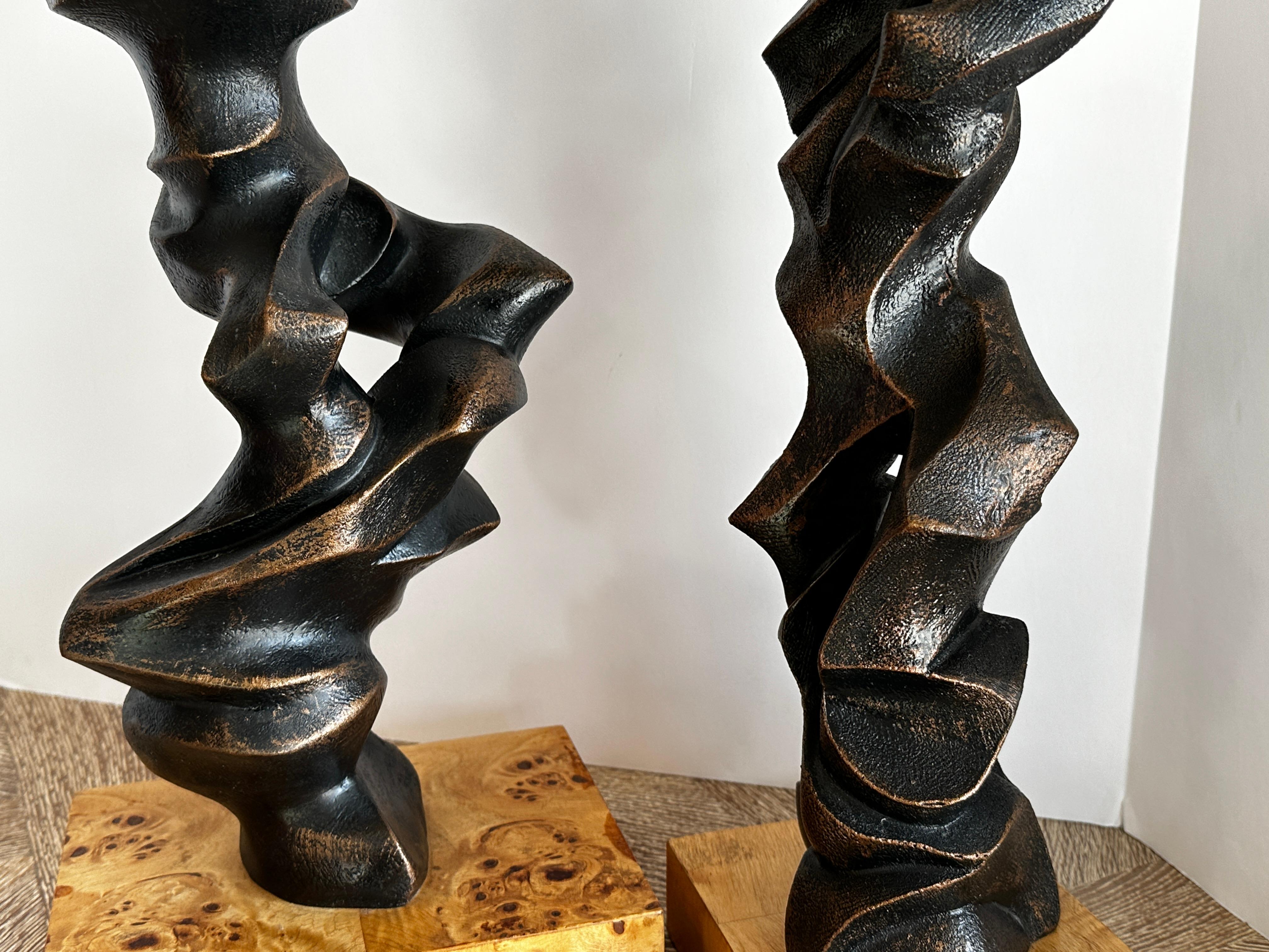 20th Century Dancing Sculptures in Resin, a Pair in the Style of Umberto Boccioni For Sale