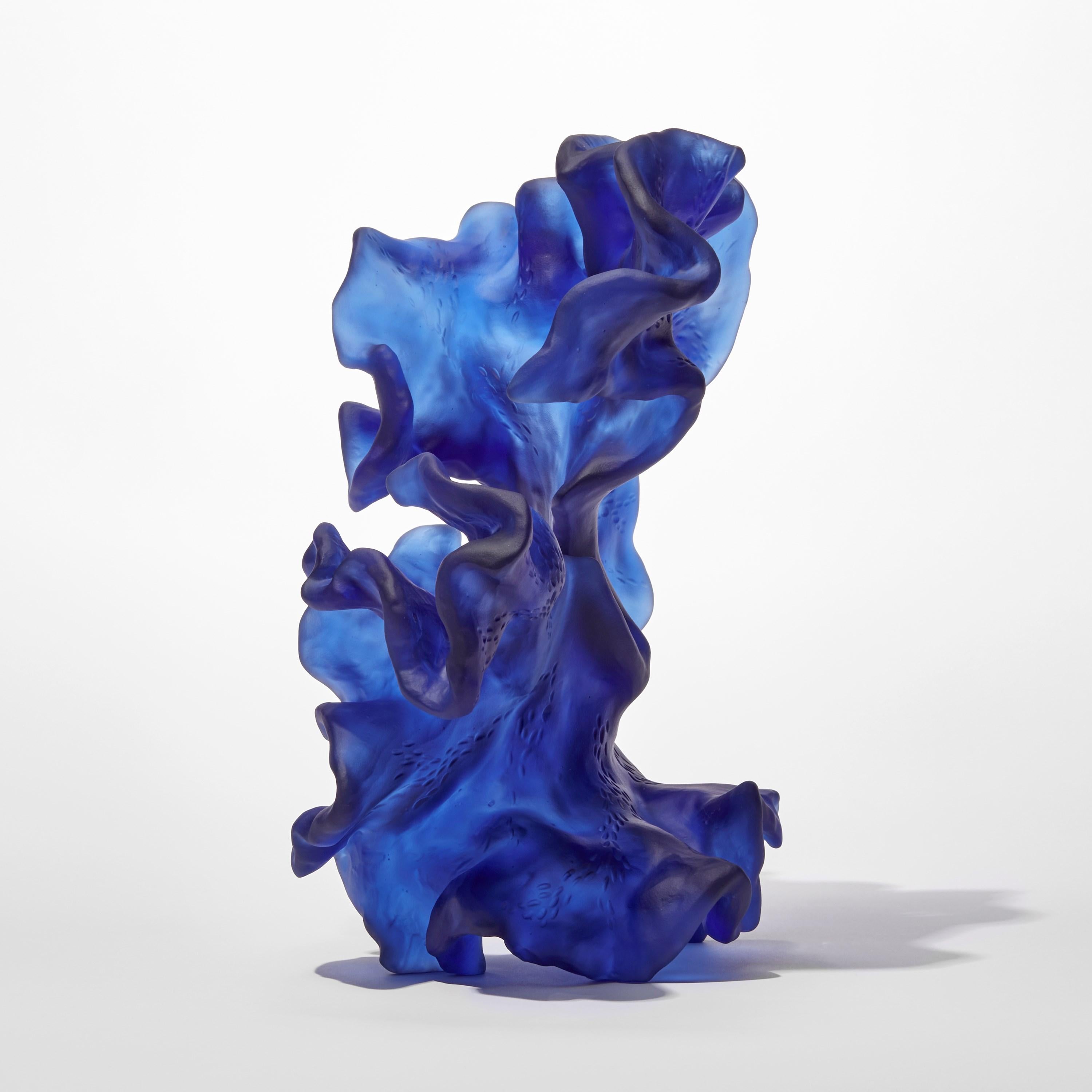 Organic Modern  Dancing Spirit, blue organic ethereal cast glass sculpture by Monette Larsen For Sale