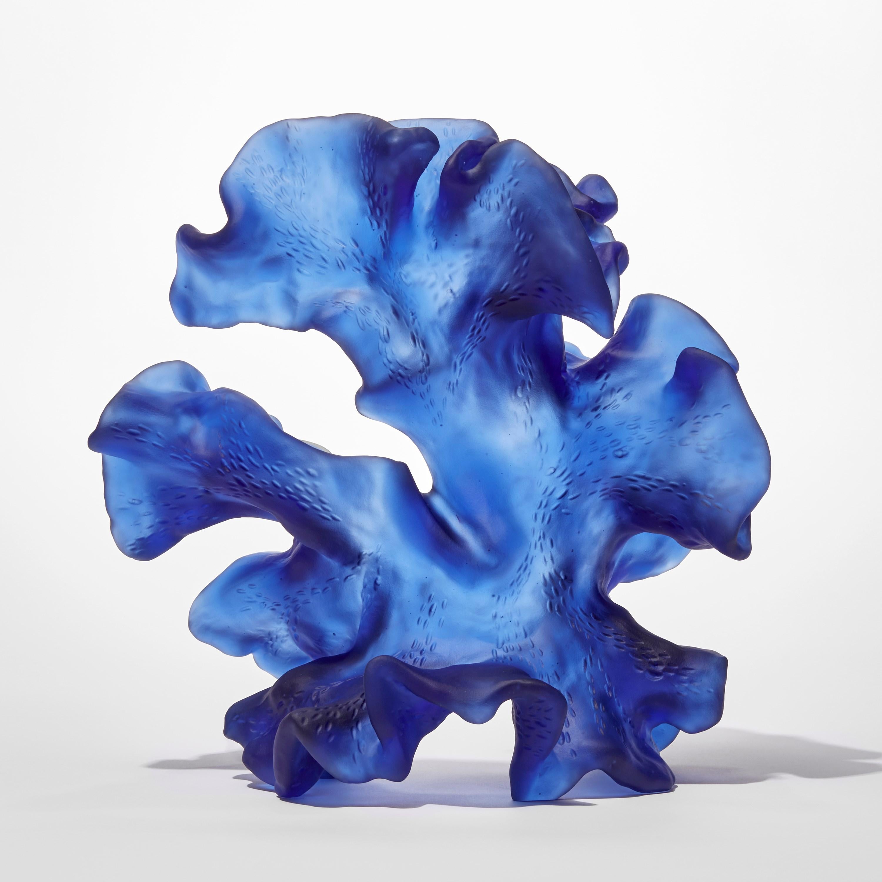 British  Dancing Spirit, blue organic ethereal cast glass sculpture by Monette Larsen For Sale