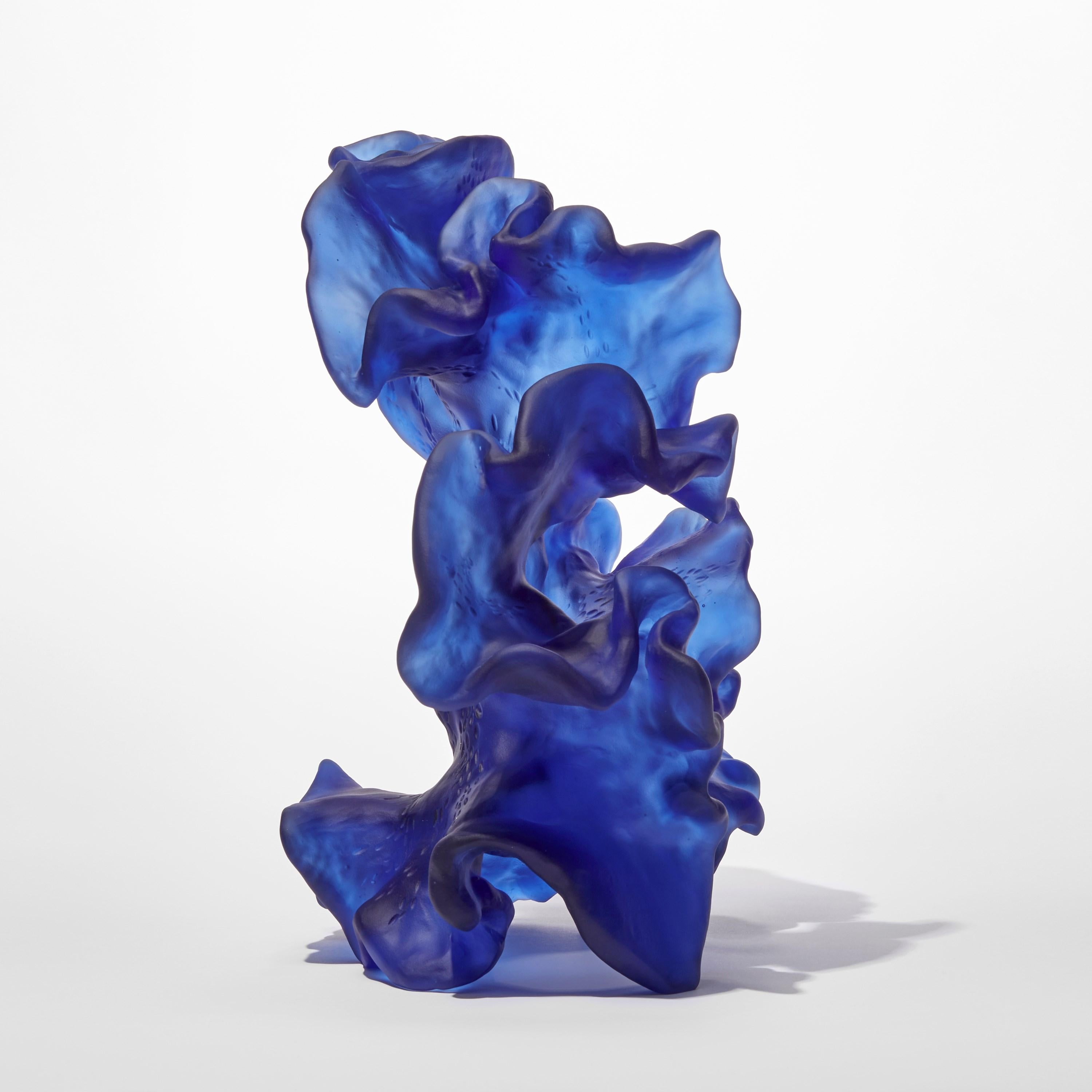 Cast  Dancing Spirit, blue organic ethereal cast glass sculpture by Monette Larsen For Sale