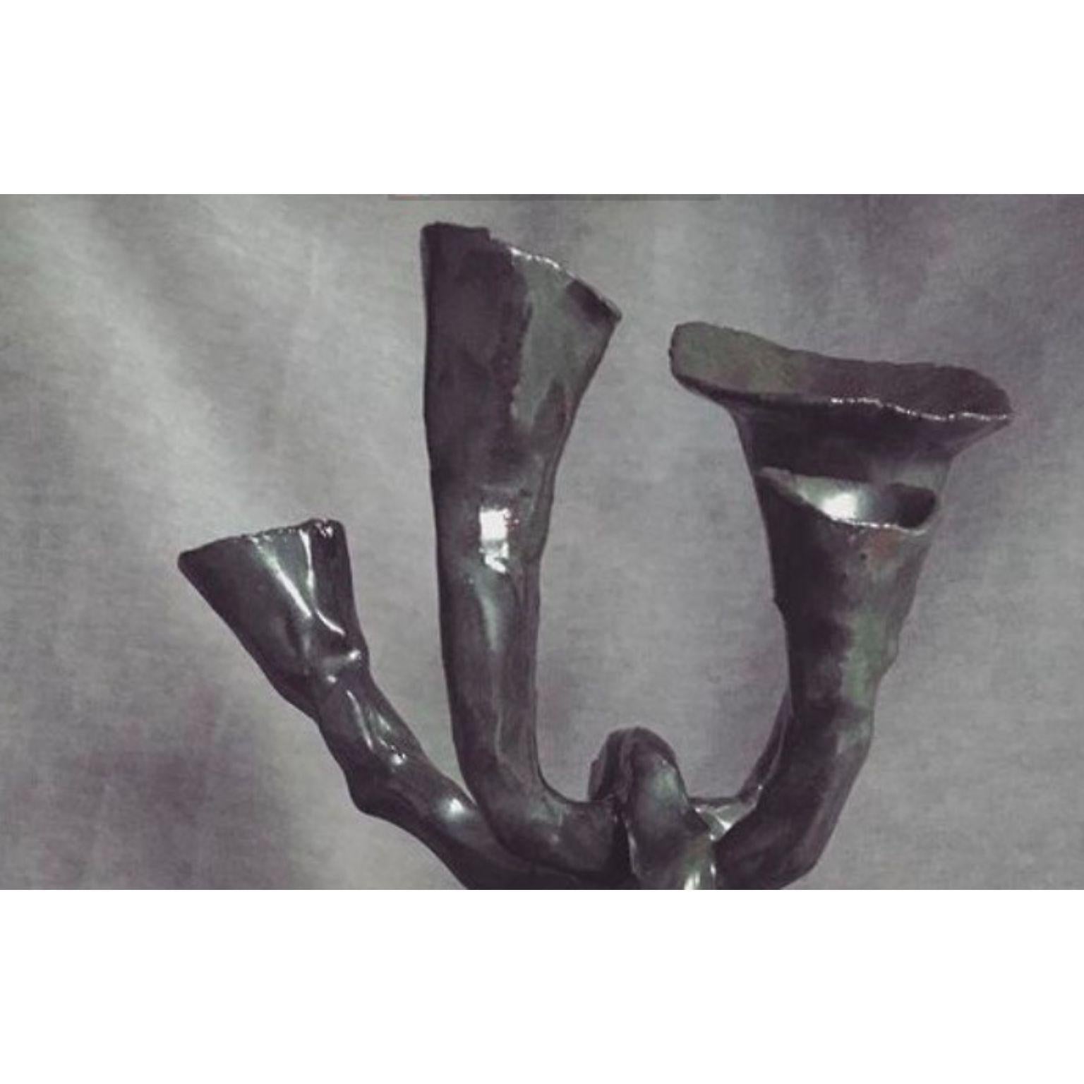 Glazed Dancing Stick Candle Holder Sculpture by Ana Botezatu For Sale