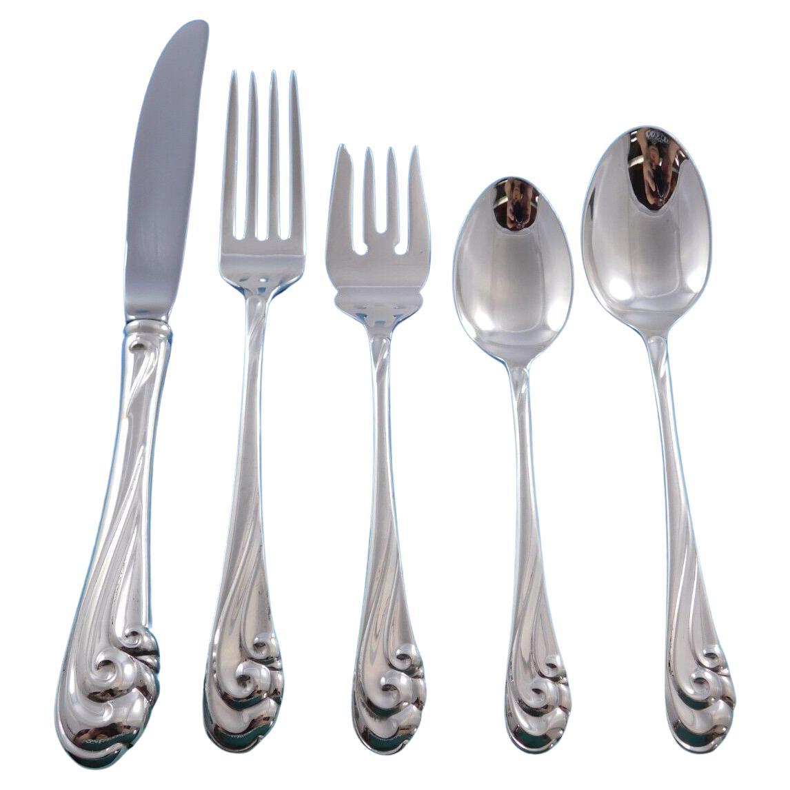 Dancing Surf by Kirk Sterling Silver Flatware Set for 12 Service 65 pieces For Sale