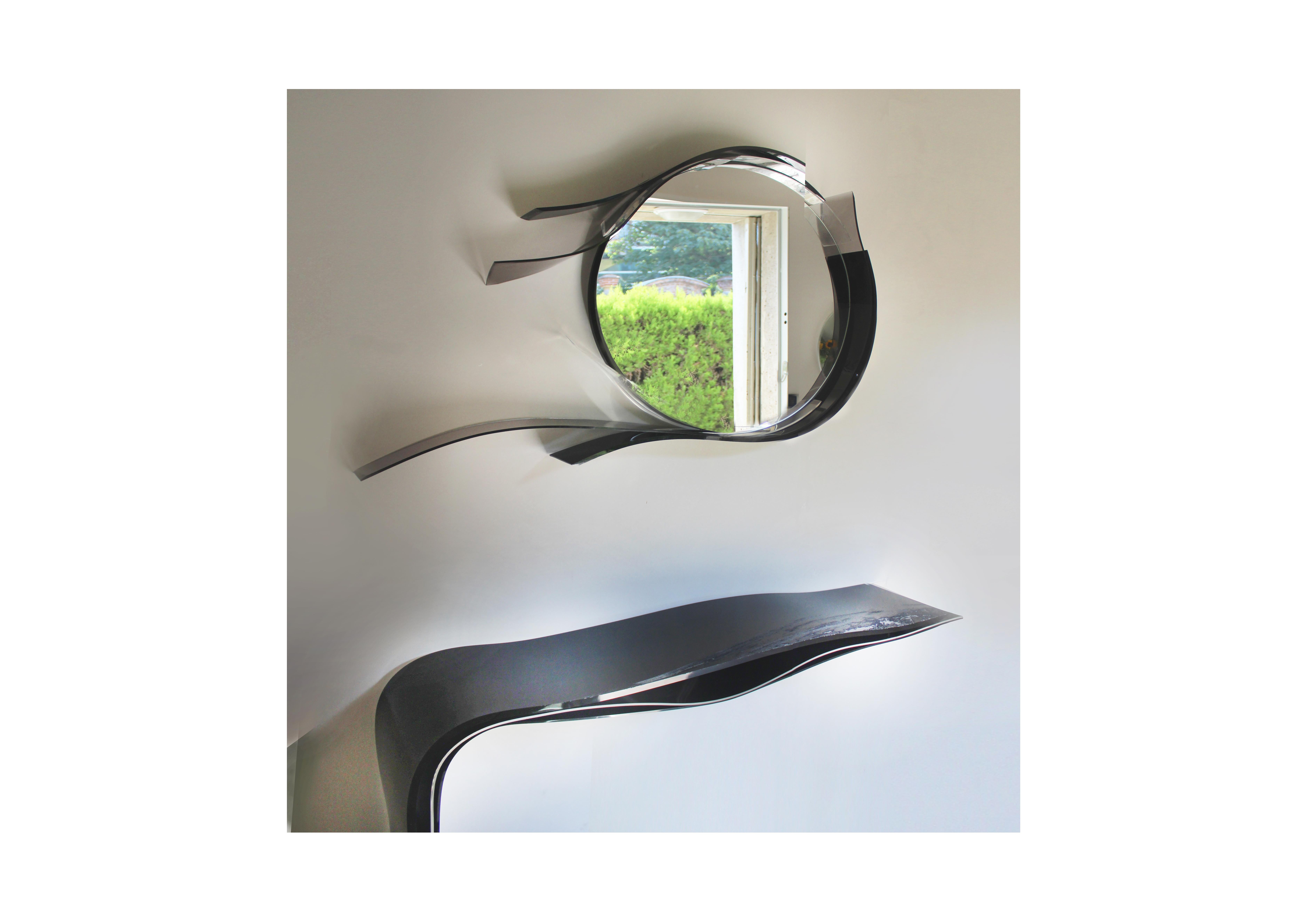Dancing to the Moon, Contemporary Mirror, Molded Plexiglass Frame For Sale 2