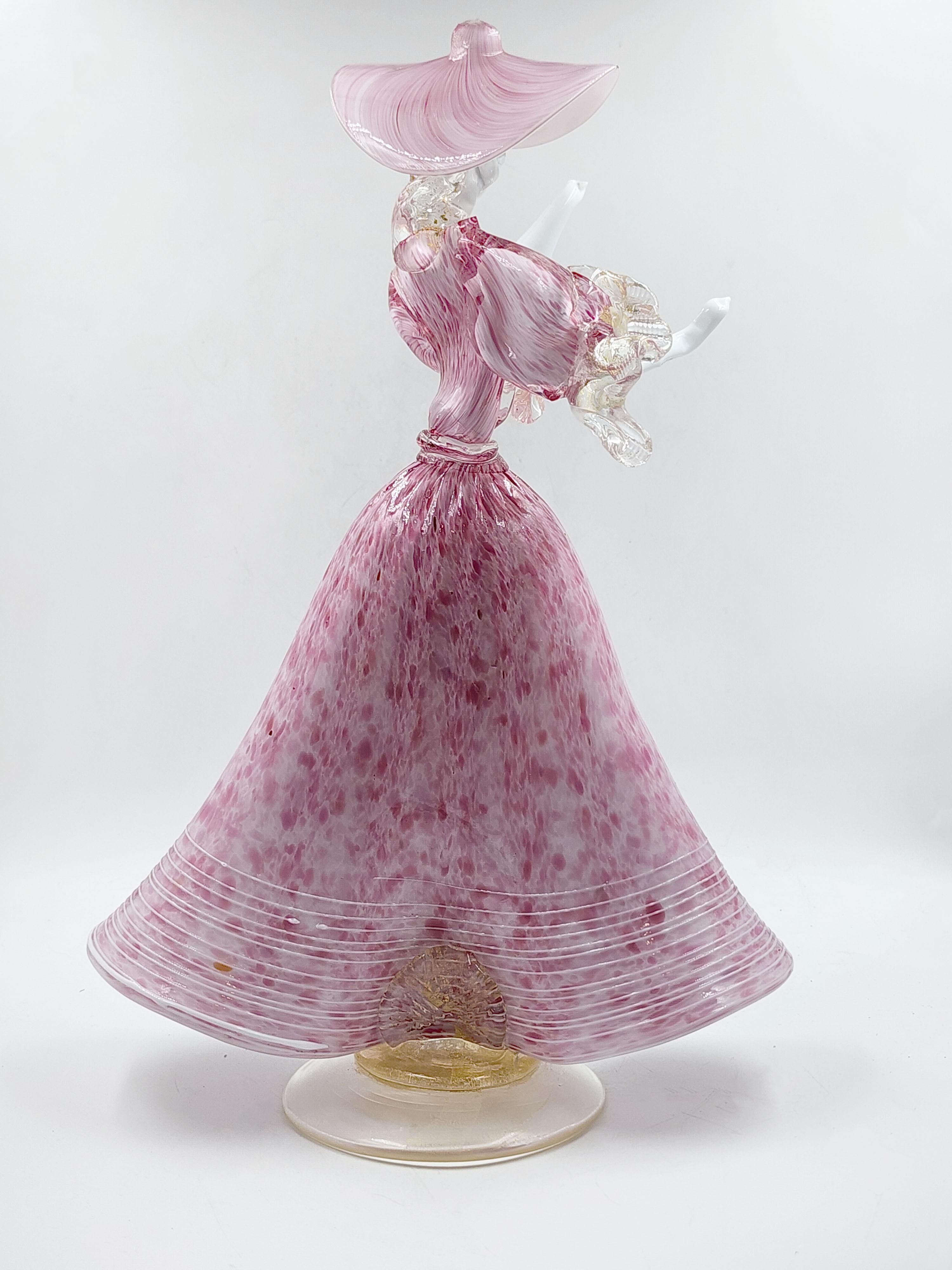 Donna danzante in vetro rosa di Murano, anni '60 in vendita 2