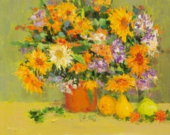 DanDan Gao Still Life Original Oil Painting "Flowers and Fruits"
