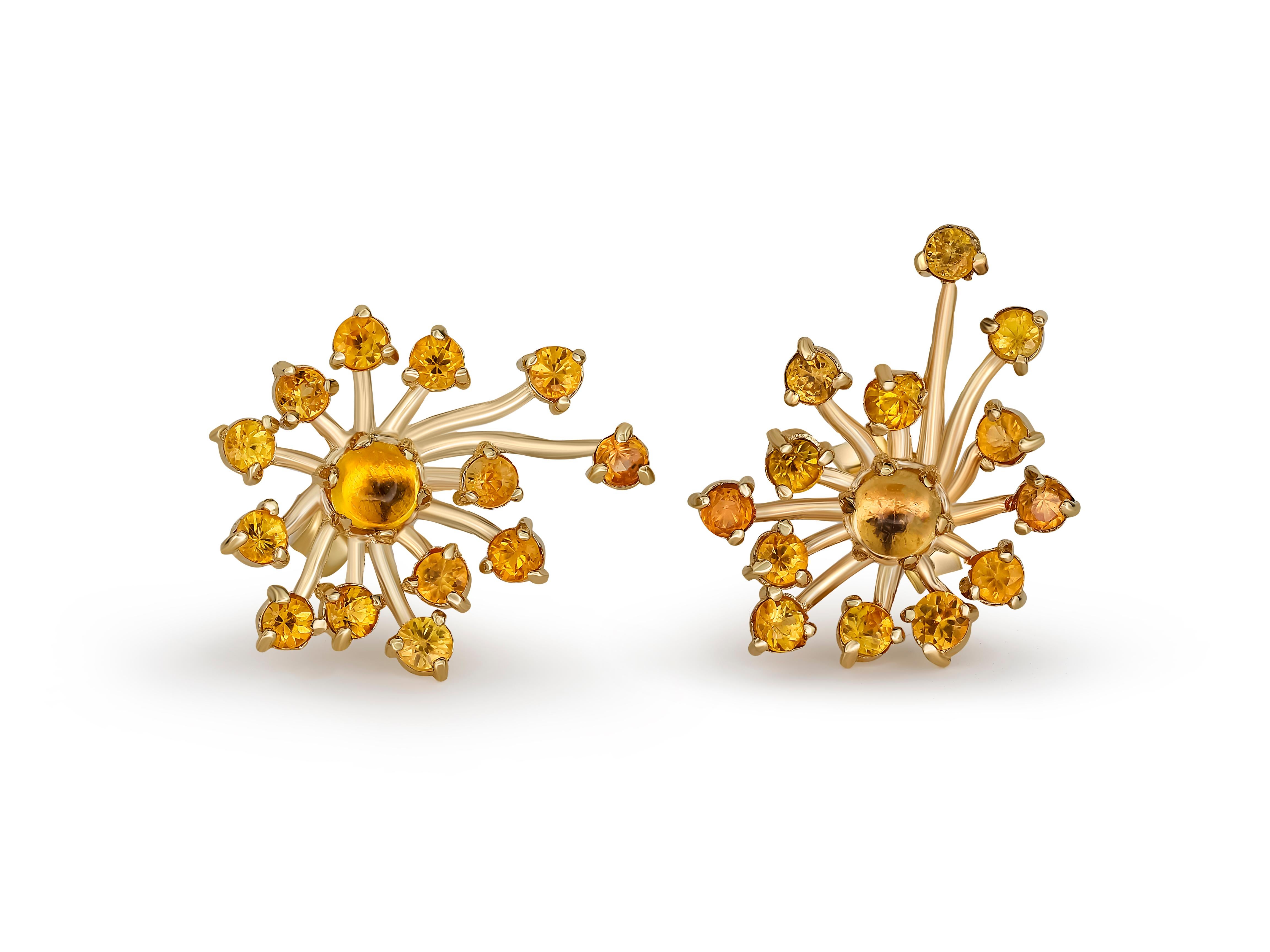 Dandelion 14k earrings Studs. 

Solid Gold Flower Earrings. Yellow sapphire earrings. Dandelion Studs. Real sapphire Dandelion Wish Earrings.

Metal: 14k gold
Weight: 1.45 g.

Central stones: Genuine sapphires
Cut: Round cabochon
Weight: approx 0.60