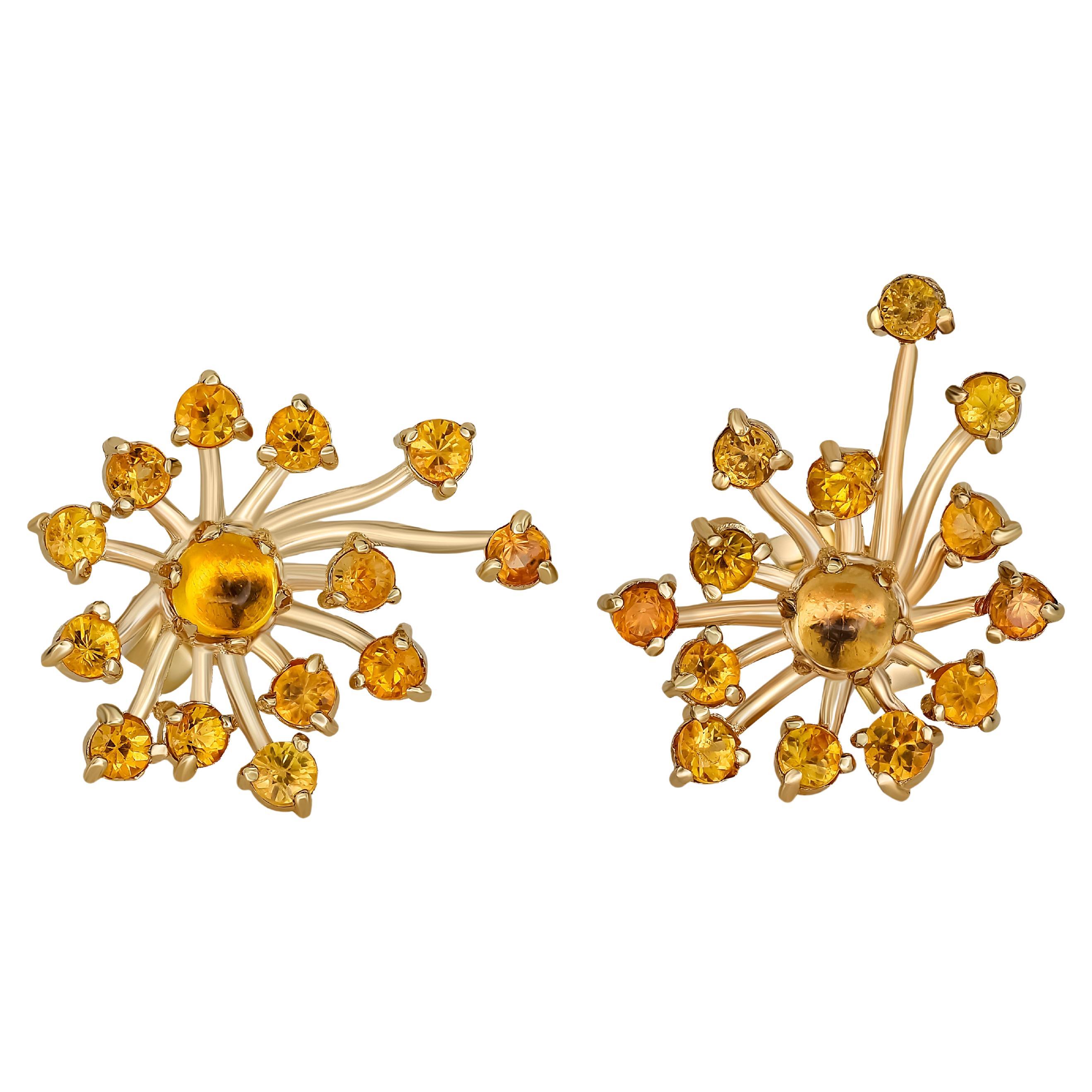 Dandelion 14k earrings Studs.  For Sale