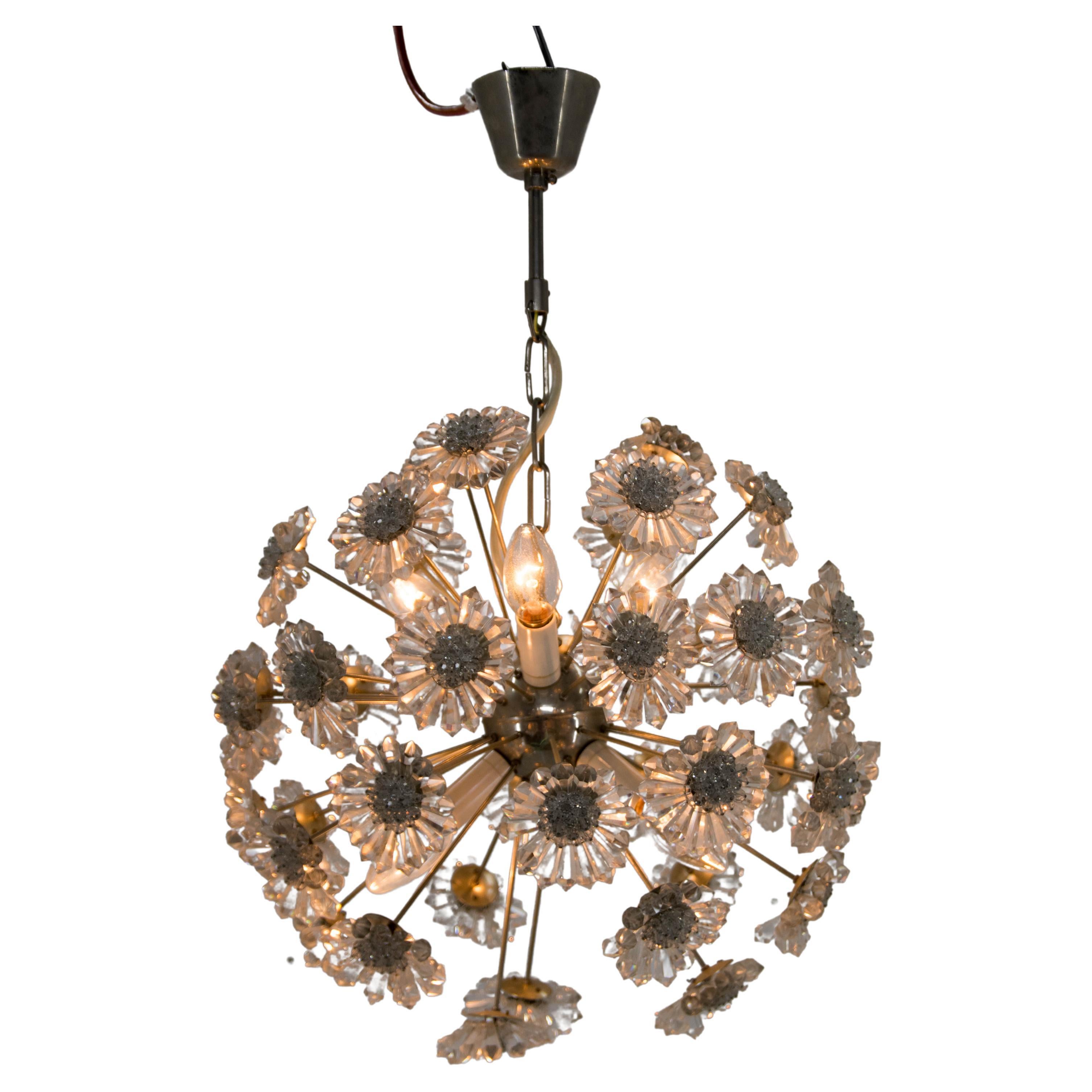 Dandelion Chandelier by Preciosa, 1970s For Sale