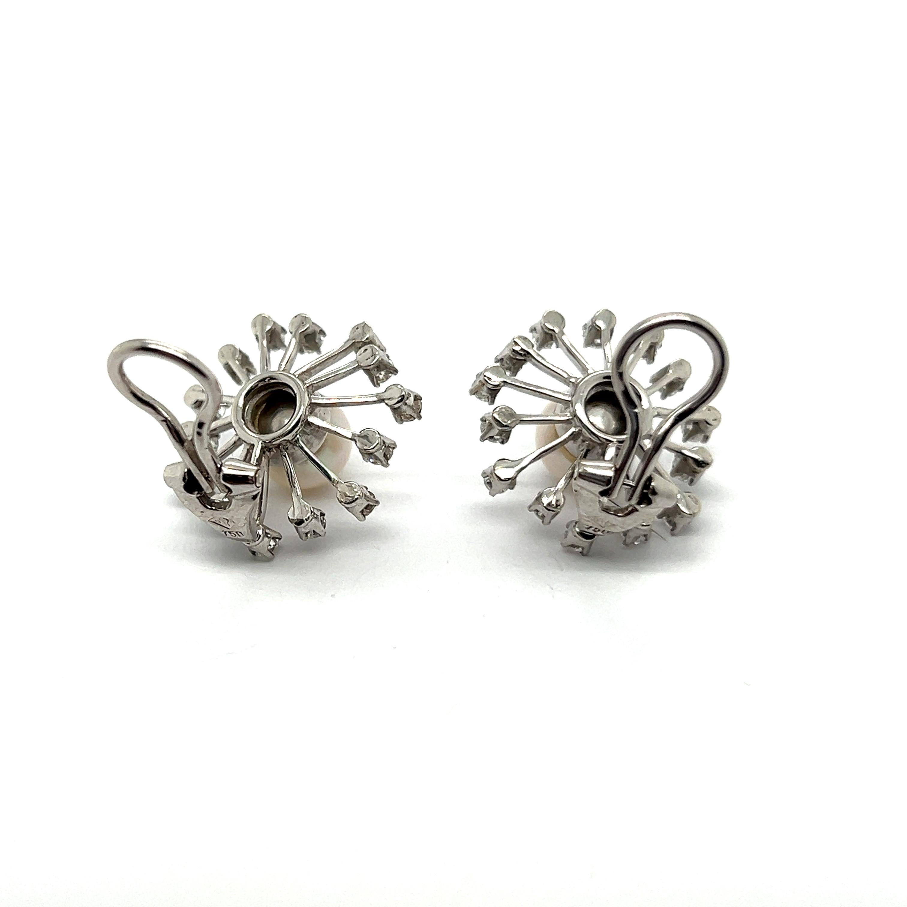 Dandelion Earrings with Cultured Pearls & Diamonds in 18 Karat White Gold For Sale 10