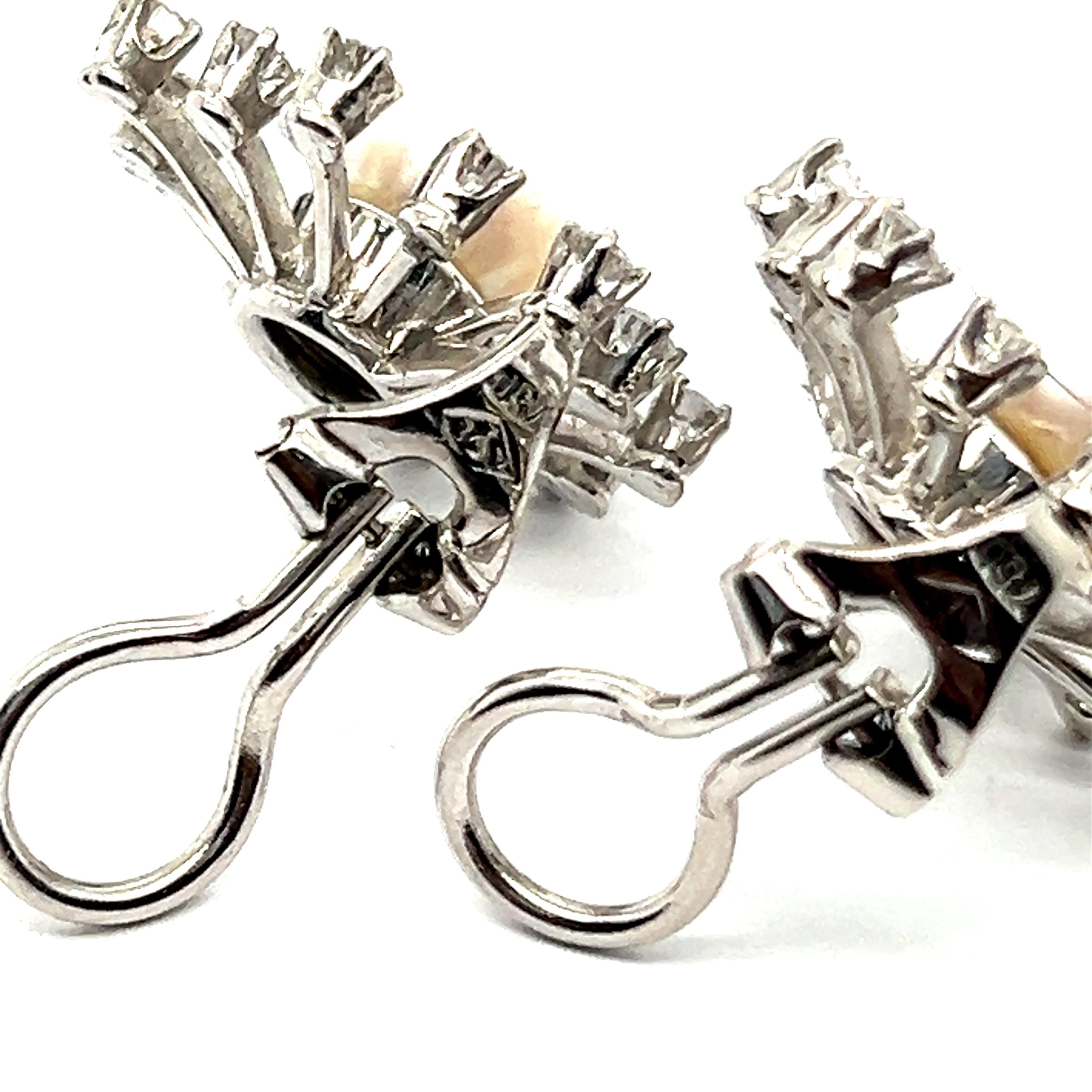 Dandelion Earrings with Cultured Pearls & Diamonds in 18 Karat White Gold For Sale 1